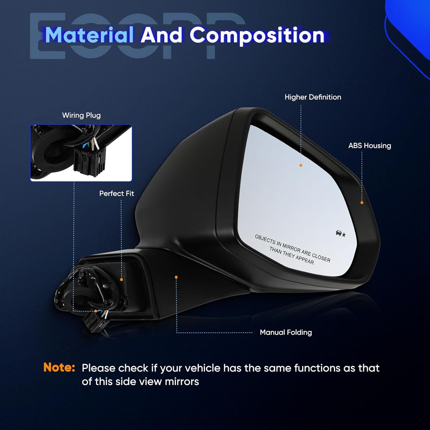 ECCPP Exterior Mirrors Replace with 2019-2021 For Chevy For BLAZER Passenger Side 84698489