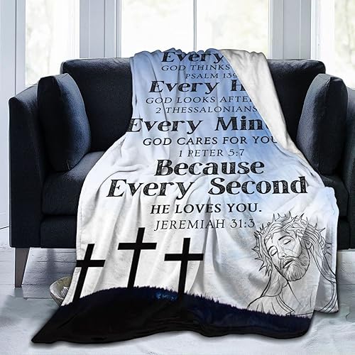 Manta con versículo bíblico de 40 x 30 pulgadas manta de franela suave de forro polar religioso para cama sofá manta de felpa inspiradora de fe