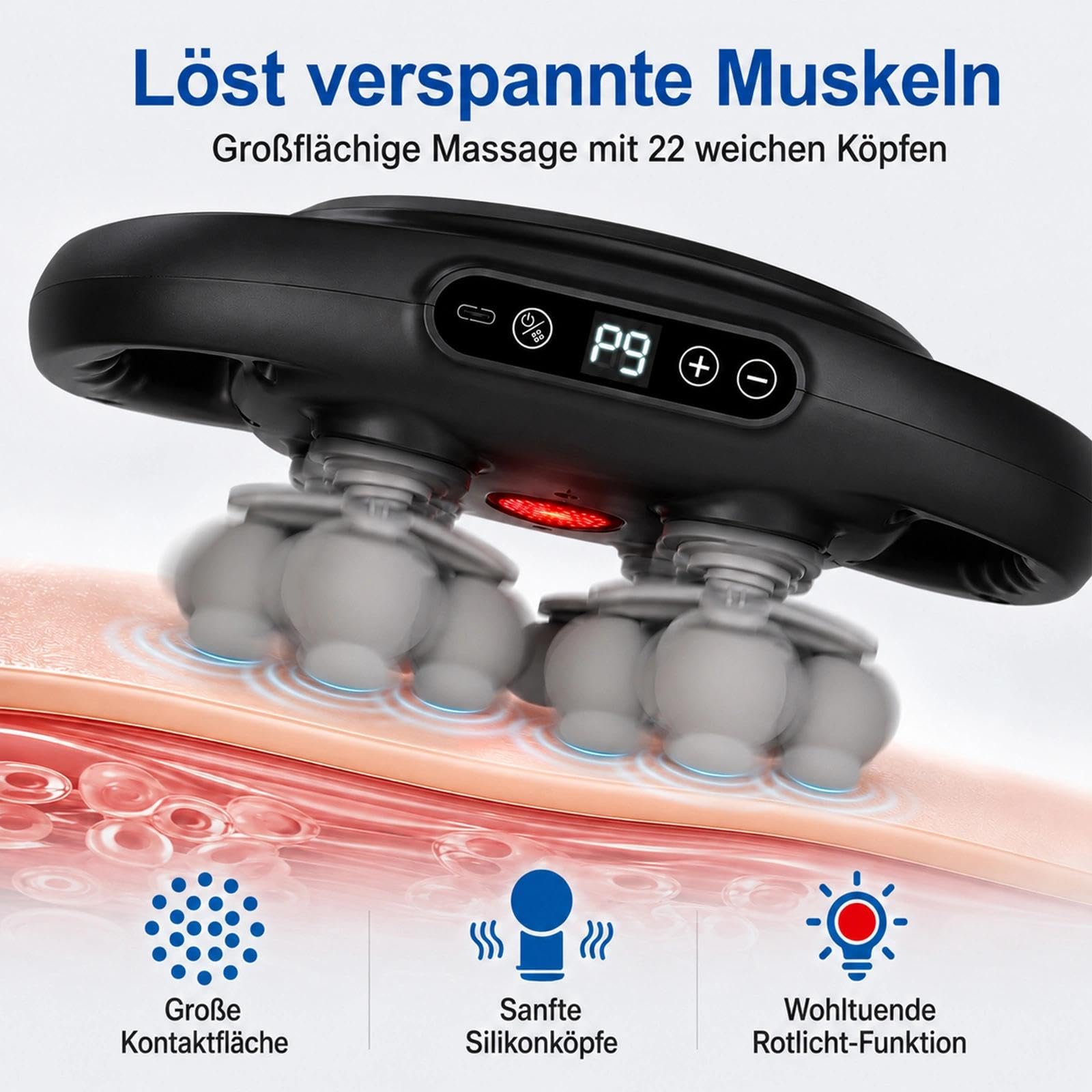Massagepistole Tiefenwirksames Massagegerät für Rücken, Schultern, Beine, Kopf, Füße, Nacken uvm. Unterstützt Triggerpunkt-Massage, Muskelentspannung,Stosswellentherapie.