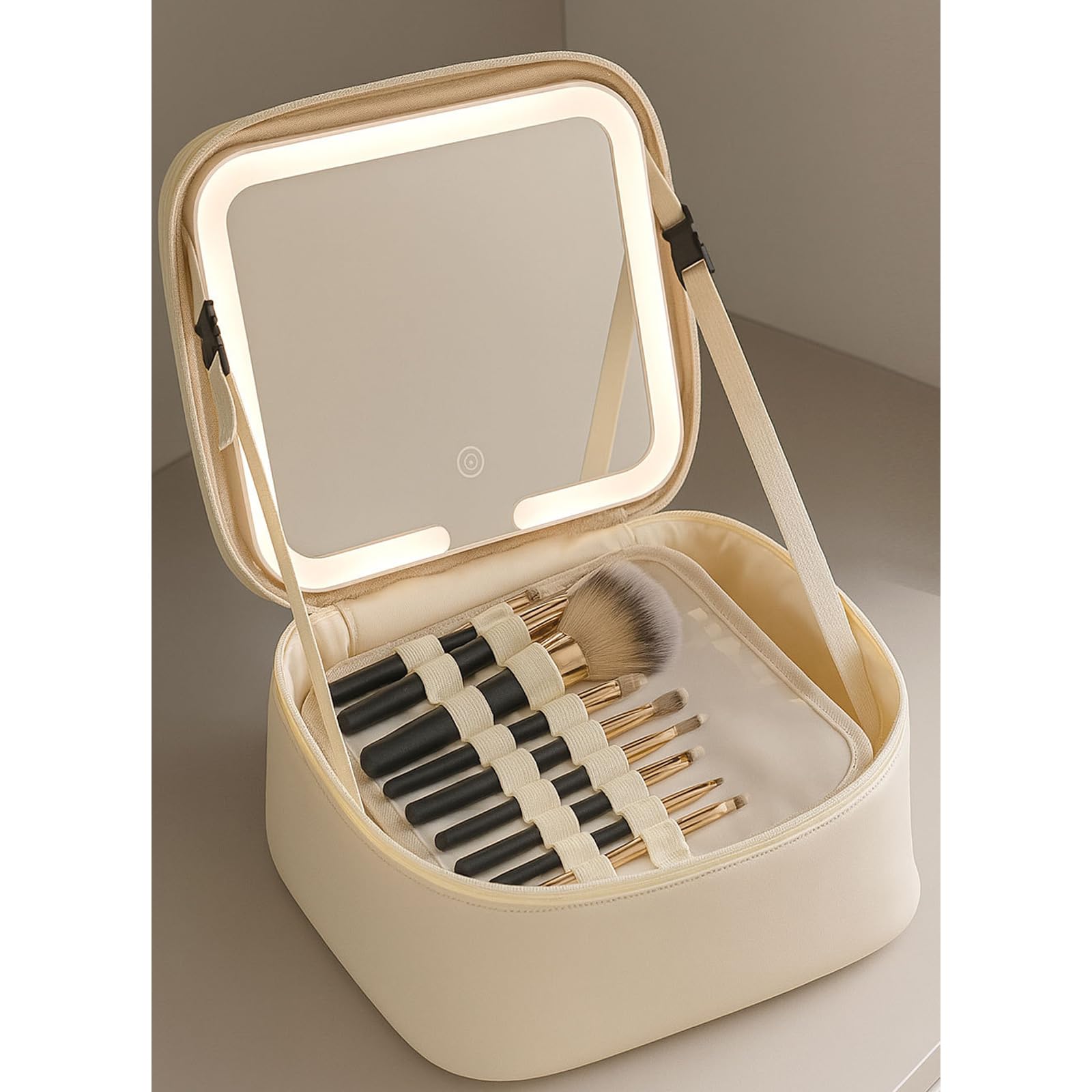 Trousse de maquillage professionnelle à LED - Porte-brosse cosmétique - Étui de voyage tendance pour la gestion des cosmétiques - Planificateur de voyage, blanc, B, Beauté de masse