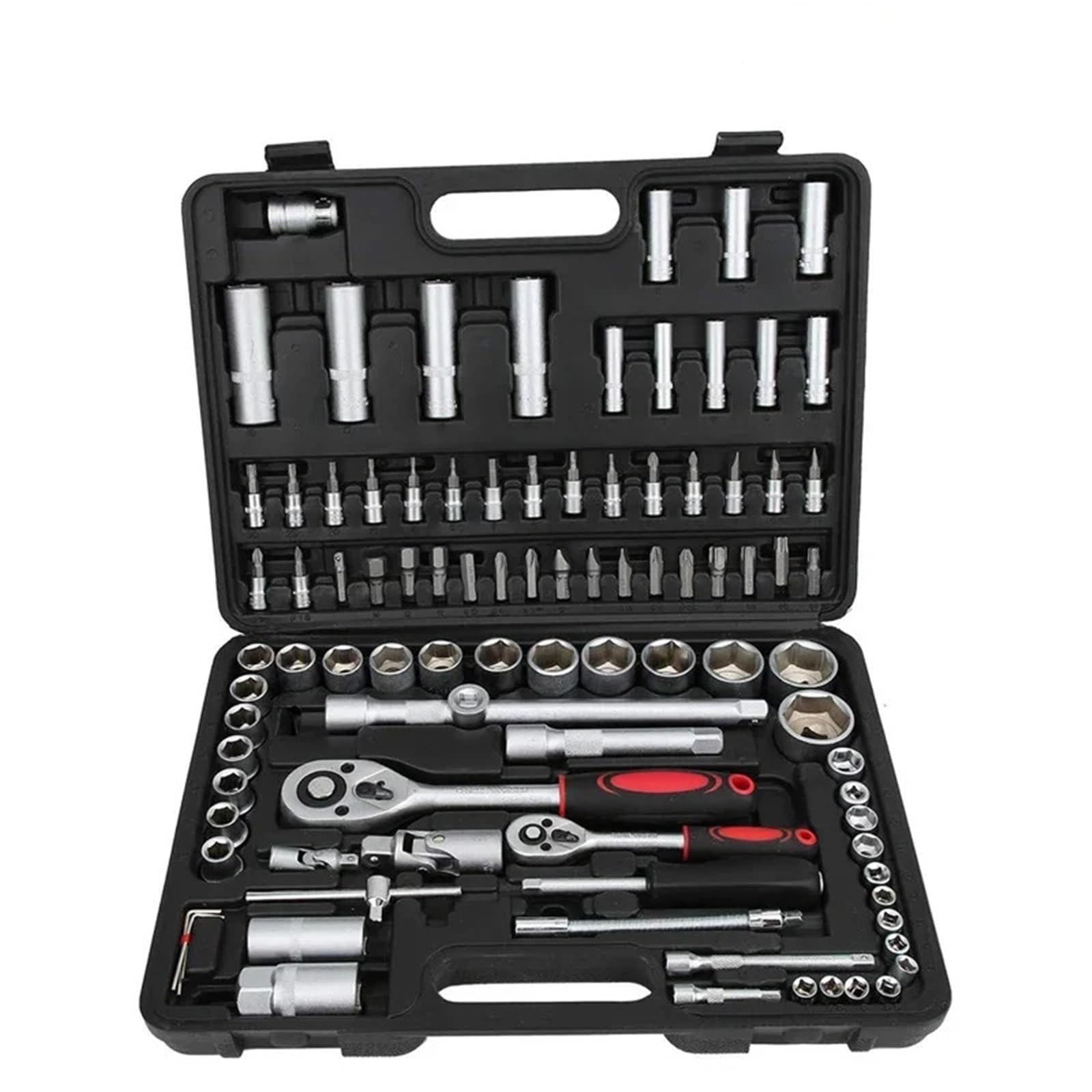 108 piezas/94 Piezas multifunción for Coche, Llave de trinquete, Rueda, mecánico automóviles, Kit Herramientas torsión Manual, Caja reparación for el hogar, automóvil para Hogar o Garaje(94PCS)