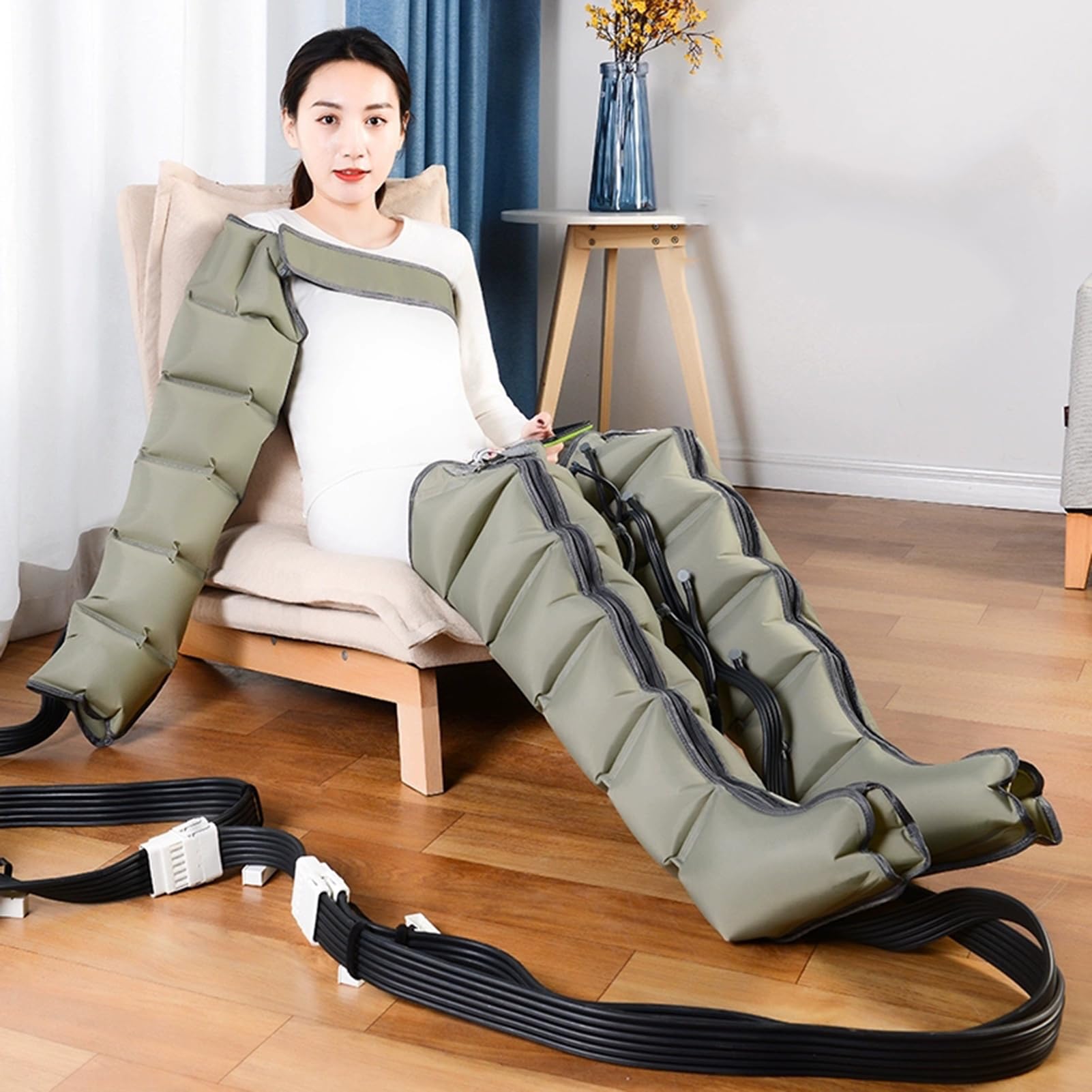 Masaje de piernas con compresión de Aire, Botas de compresión de piernas, Botas de recuperación para circulación y Alivio del Dolor, relajación de los músculos con 4 Modos, 4 intensidades