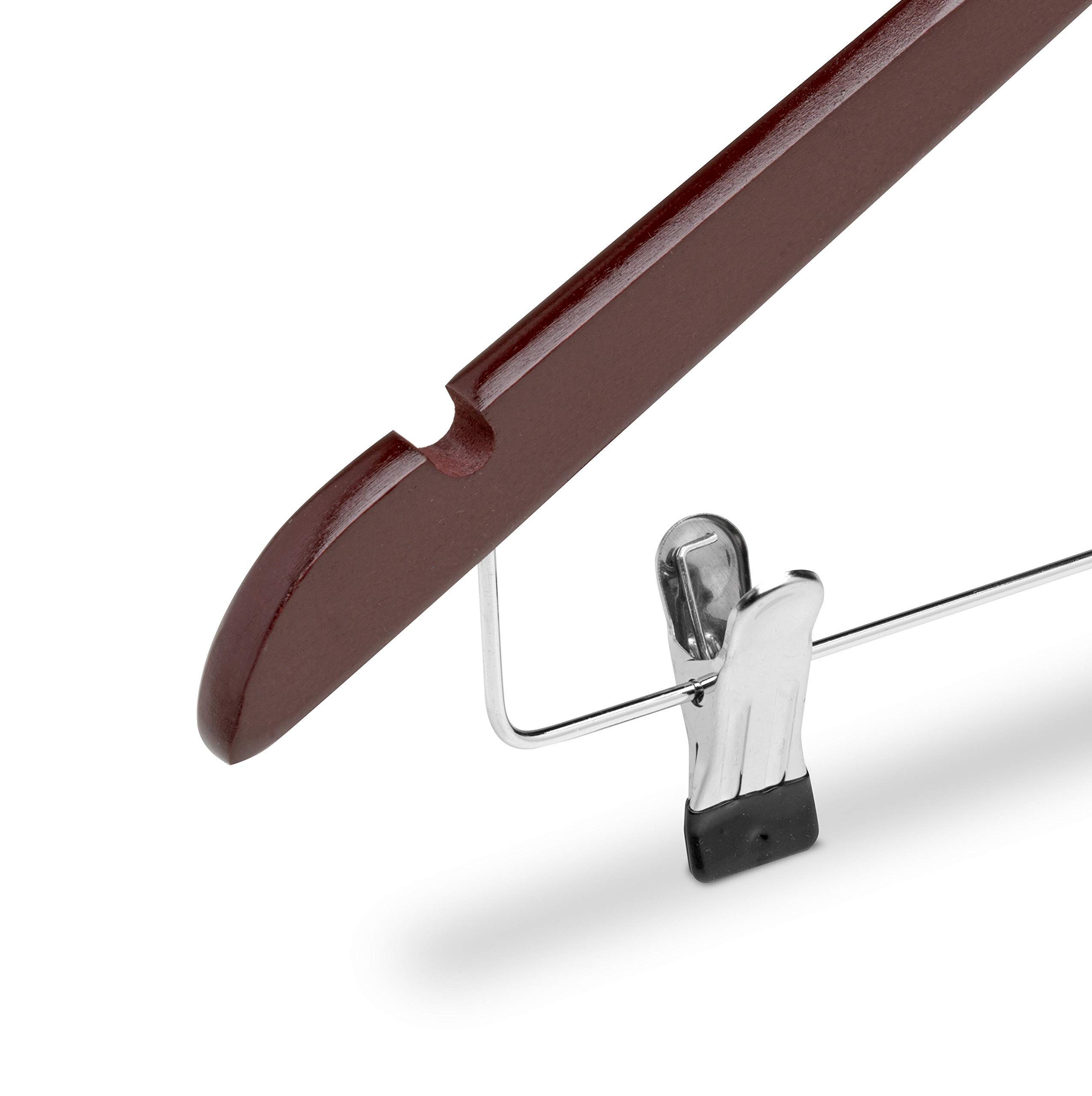 Grucce in legno di noce, 45 cm, con mollette, confezione da 25 COM-FORT HOUSE | Mollette regolabili, gancio girevole a 360°, tacche per bretelle, legno resistente