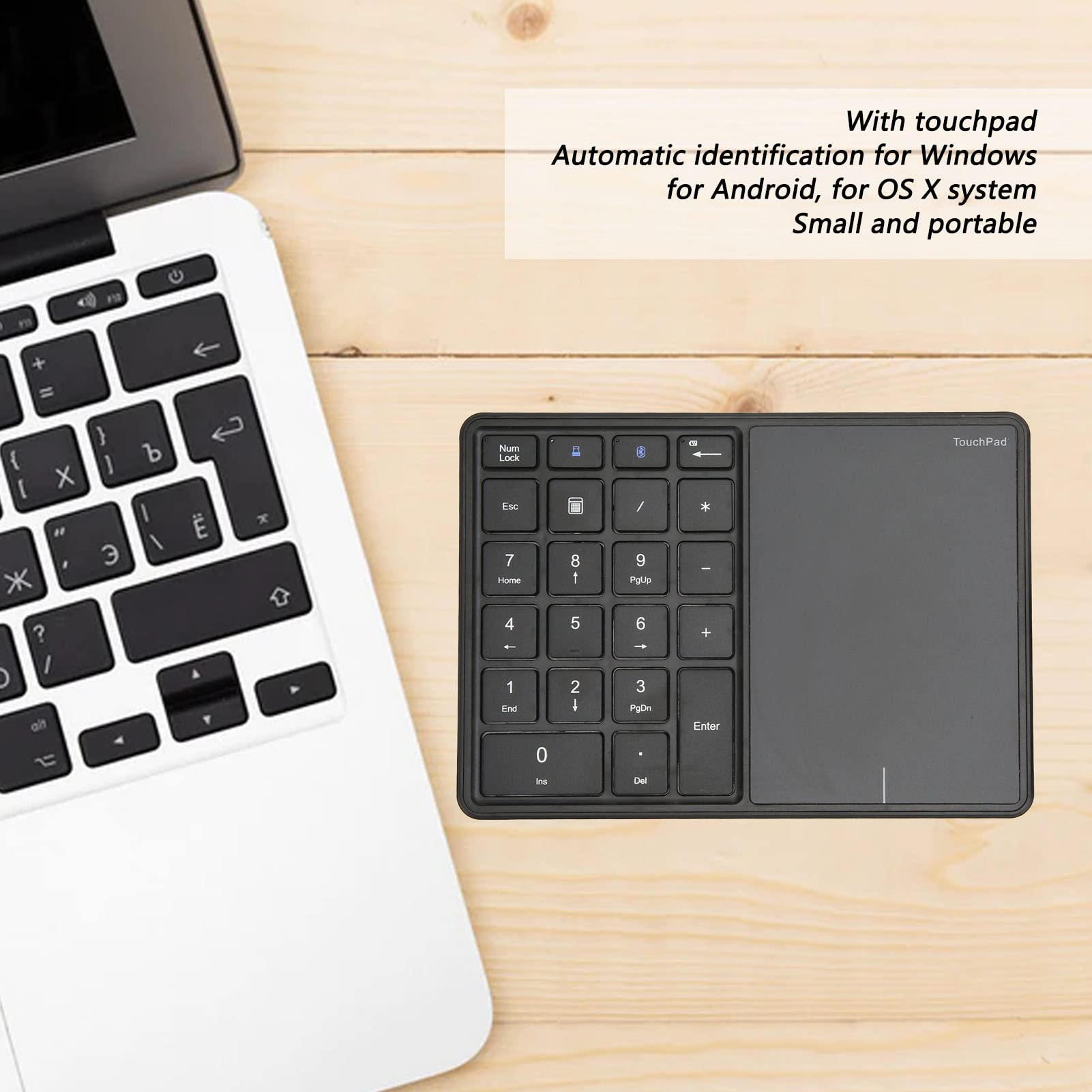 AMONIDA Tastierino Numerico Wireless a 22 Tasti con Touchpad Design Ergonomico per L'home Office ABS Leggero