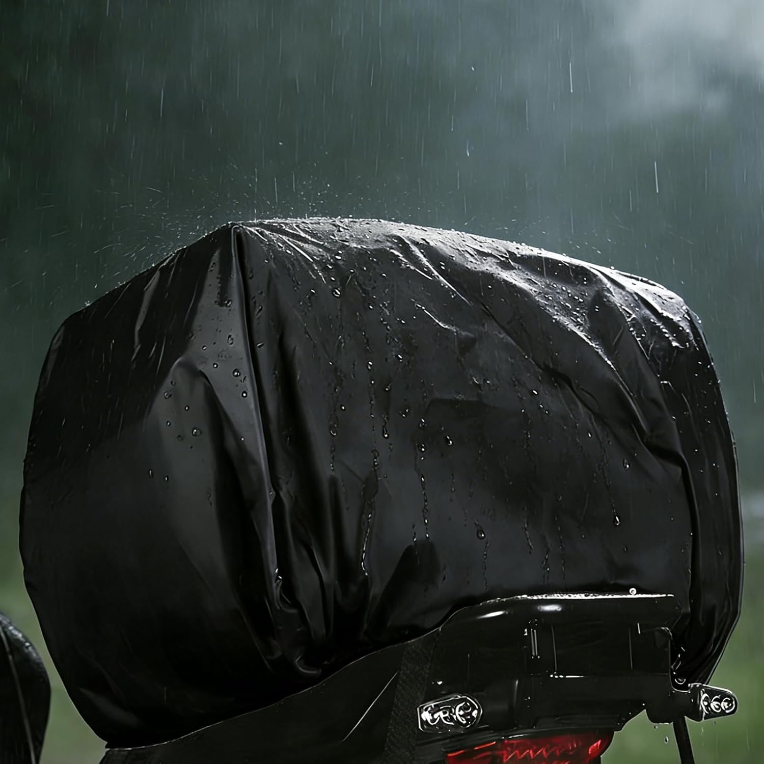 Motorcycle Tail Bag – 20–26L Expandable Rear Seat Bag with Waterproof Rain Cover – Dual-Use Backpack/Handheld Luggage Storage for Helmets & Gear, Includes 4 Mounting Straps
