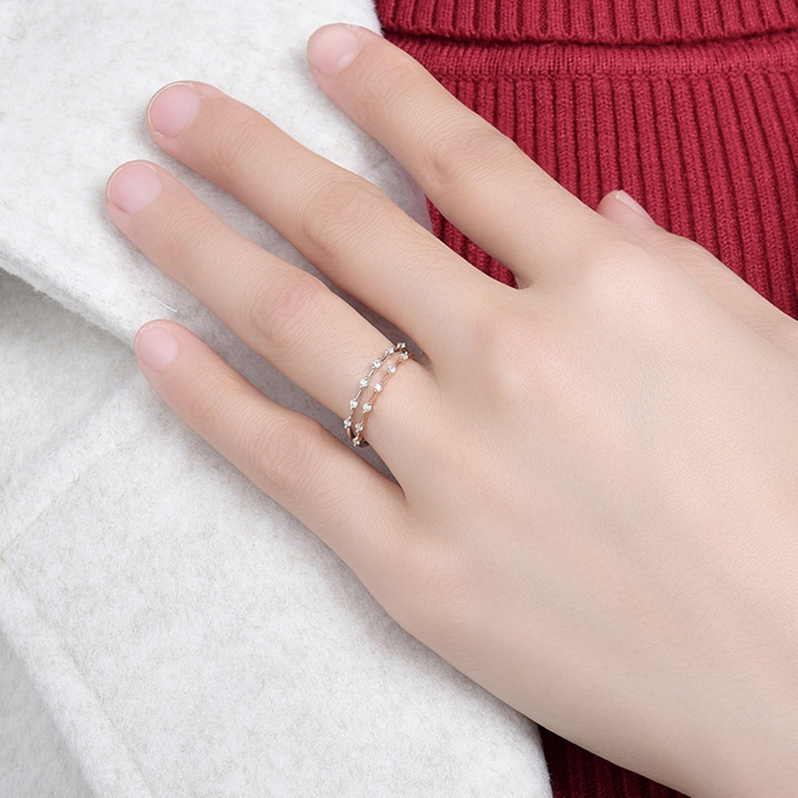 KnSam Anillo de boda de oro blanco de 9 K/14 K/18 K, joyería auténtica, creada en laboratorio, anillo de compromiso de diamante fino, 18/14/9 quilates, talla 47 – 70