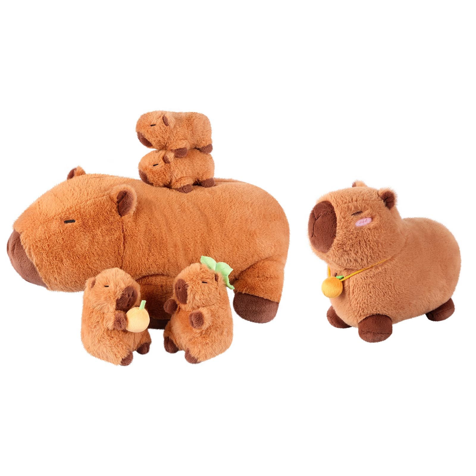 5-in-1 Capybara Stuffed Animals with Babies Inside 5PC Set Capybara Plush with Mommy 4 Babies Capybara Plushies Cute