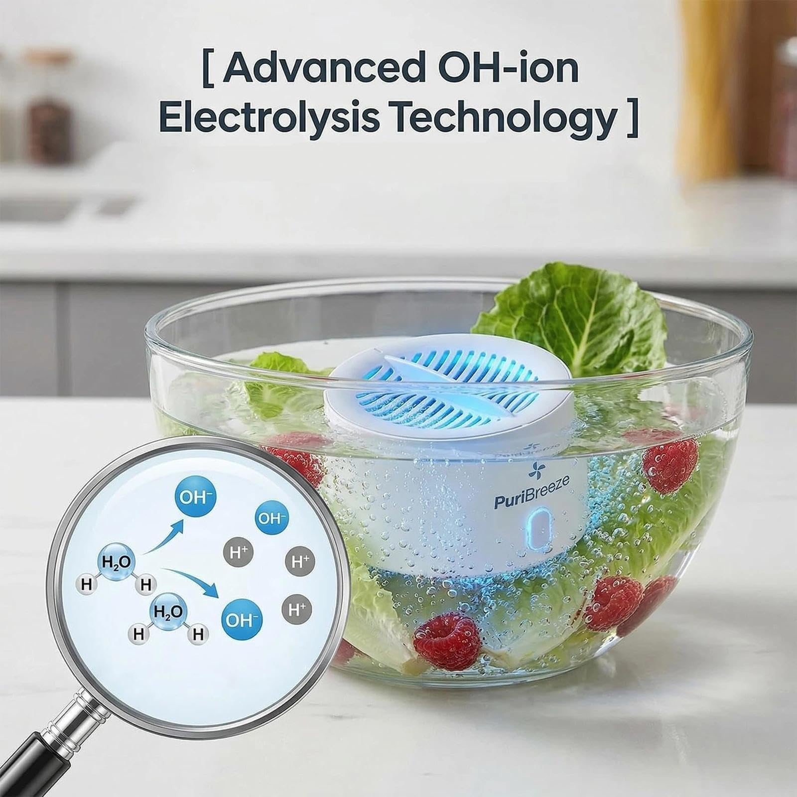 Puribreeze Gemüsereiniger Ultraschall, Obst und Gemüse Waschmaschine, Portable Wireless Veggie Wash