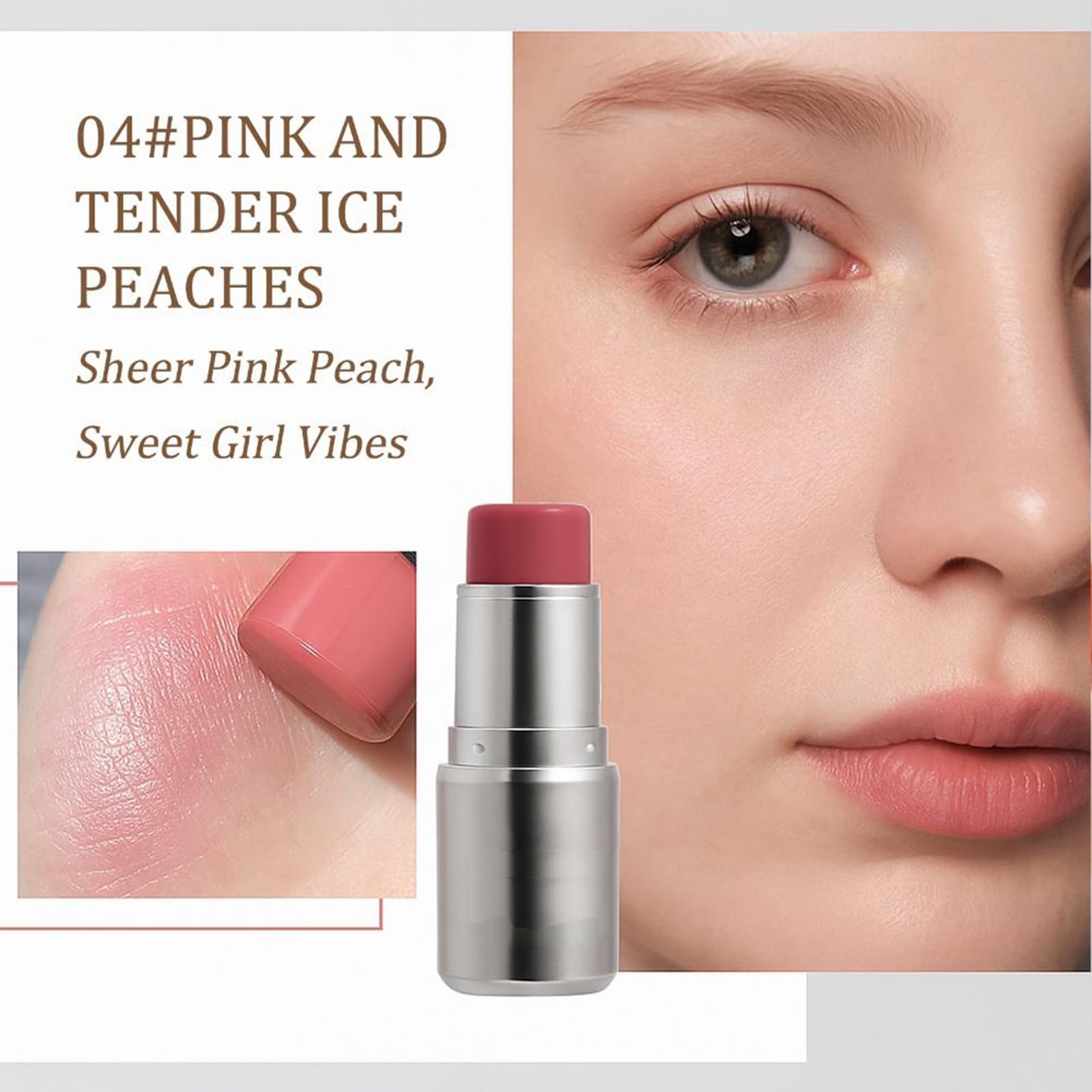 2-Pack Peach Orange & Icy Peach Clear Dewy Highlighter Sticks, Long Wear Cream Contour Set - Image 3