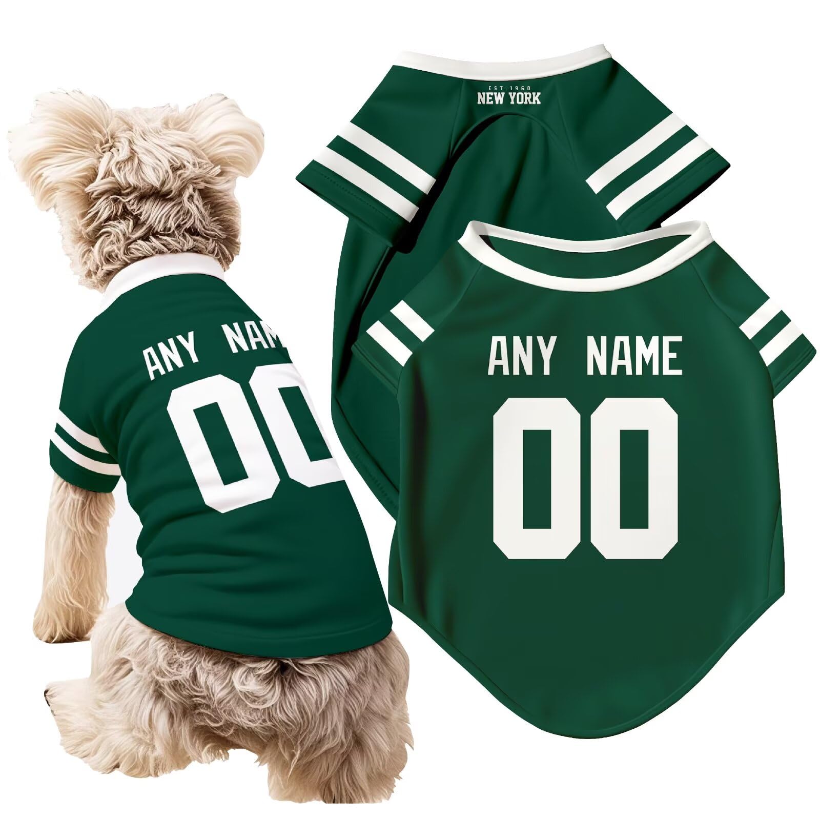 ANTKING New York J Dog T-Shirt Pet Clothes Jersey for Dogs Custom Name and Number Gifts