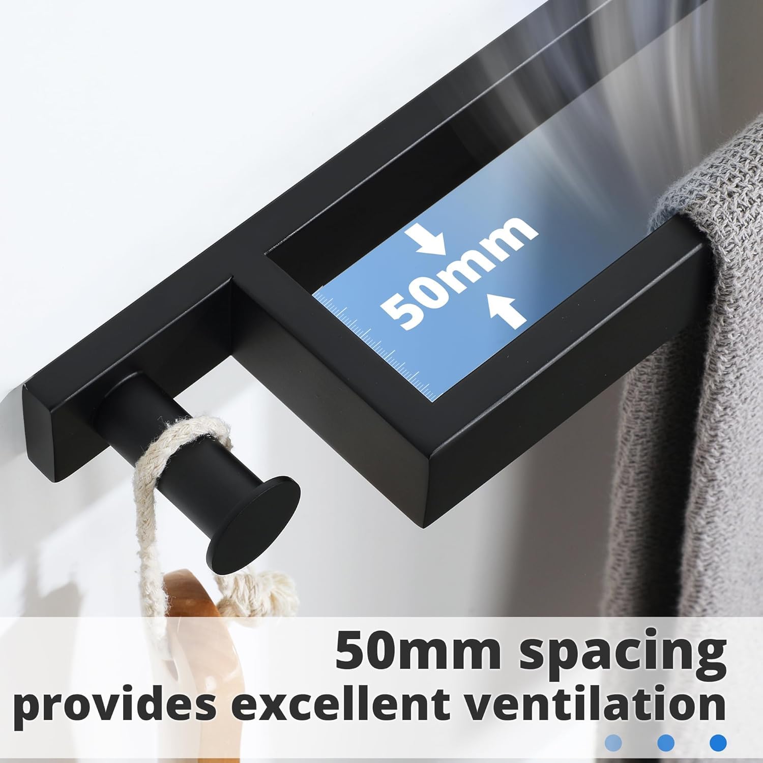 SAYAYO Porta Asciugamano Autoadesivo Porta Salviette Bidet Portasciugamani Bagno Nero, 30CM Porta Asciugamano Bidet, Anello Porta Asciugamani Per Bagno Cucina