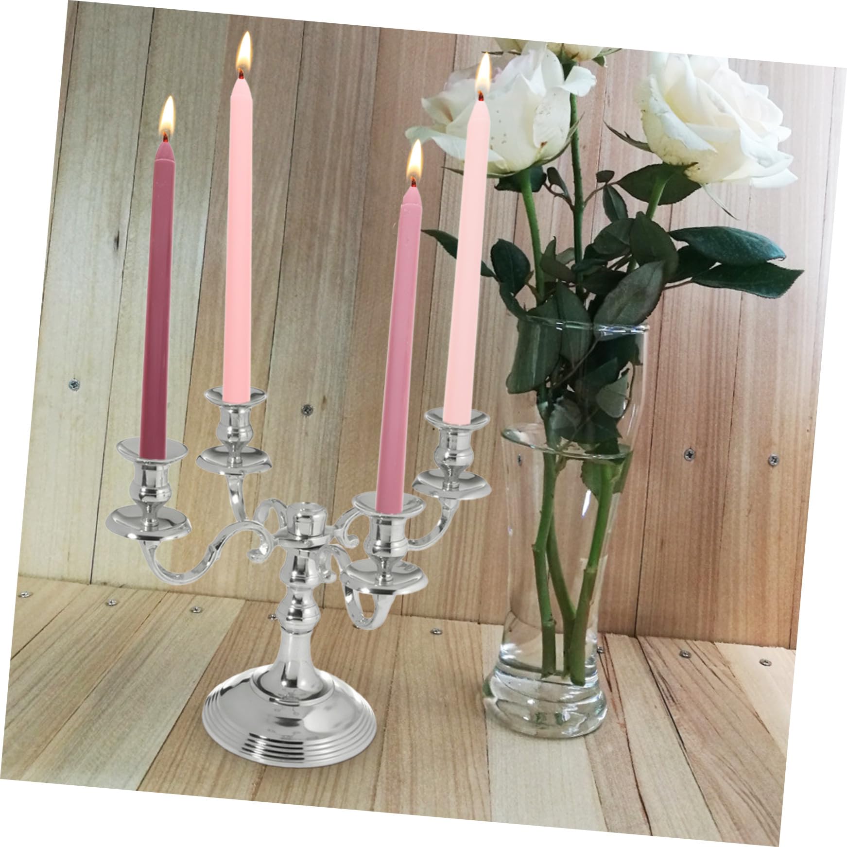 Gatuida Velas Perfumadas de Parafina sin Humo Diseño de Poste Largo Color Rosa Degradado 4 Unidades para Decoración Romántica de Bodas Cenas y Ambiente Hogareño