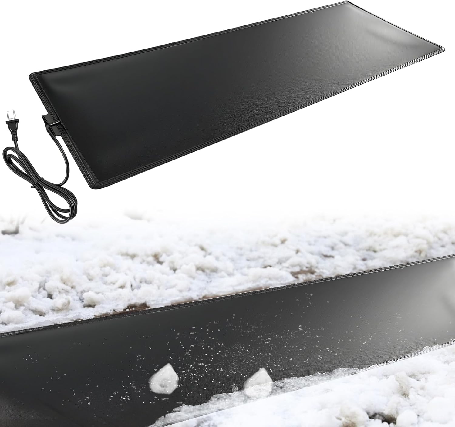 Heated Melting Mats, Snow Ice Melting Mats for Outdoor Walkways Anti-Slip TPU Heated Ice Melting Mats for Winter Backyards, Sidewalks Snow Removal,15ft x 14in, 15ft Power Cord