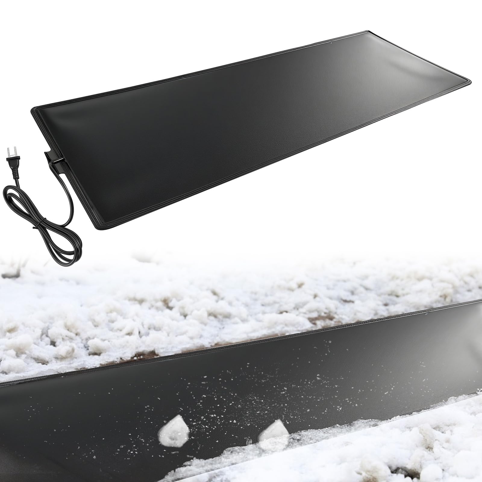 Tapis de fonte de neige JOJOCY en TPU chauffant anti-glisse extérieur pour allée 36x458 cm