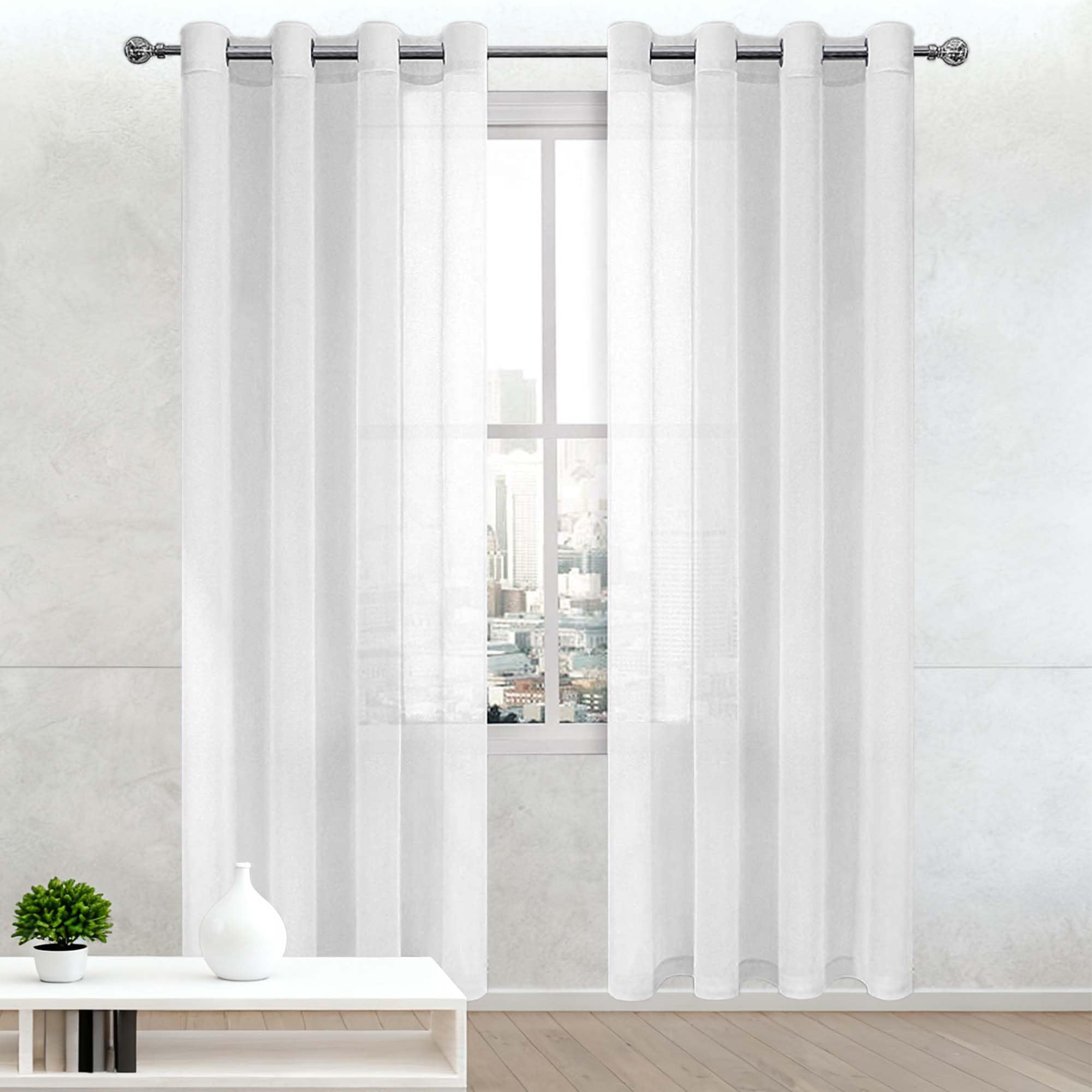Rideau voilage oeillets 300x345 cm grand format effet moderne blanc
