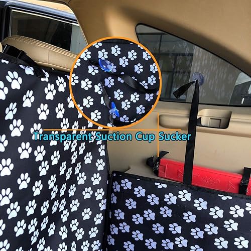 Miniatura 10 de Oxford Pet Car SUV Van Volver Tronco Cargo cama funda impermeable para maletero para perros gatos L Negro Negro, Estampado de huellas, Pewter