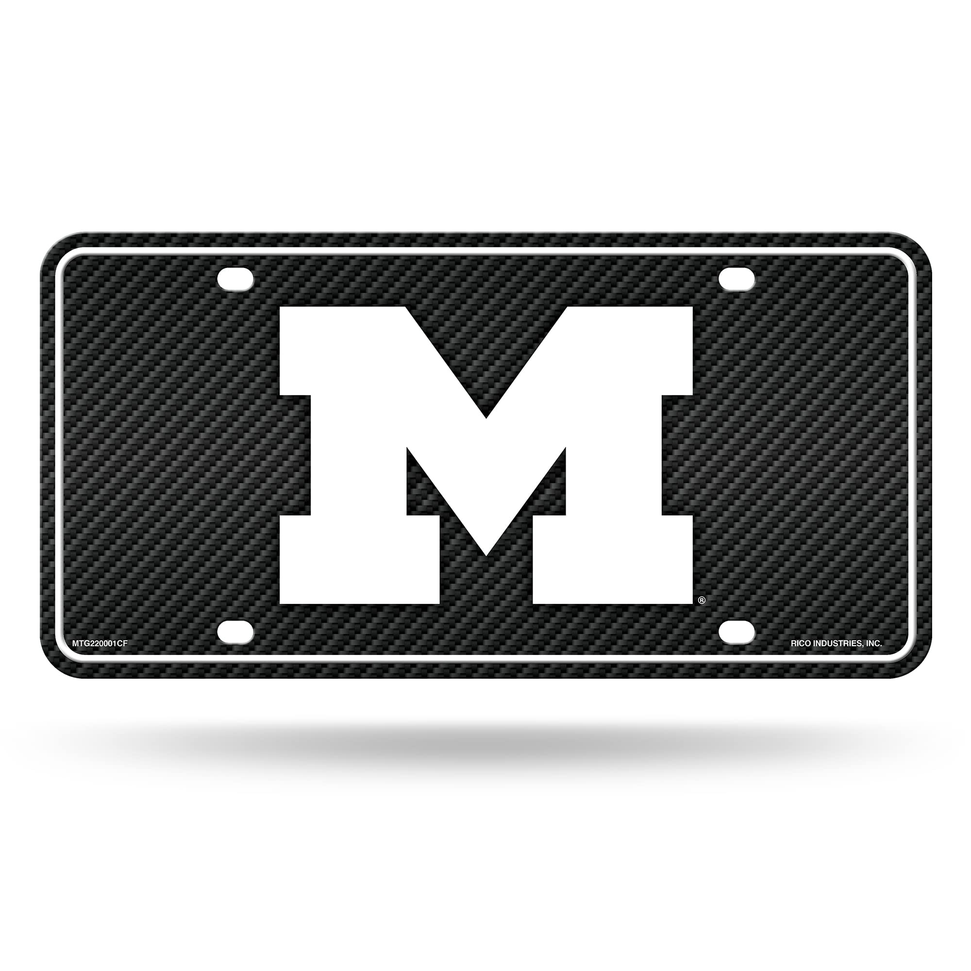Rico Industries NCAA Michigan Wolverines Carbon Fiber Metal Auto Tag 8.5" x 11" - Great for Truck/Car/SUV