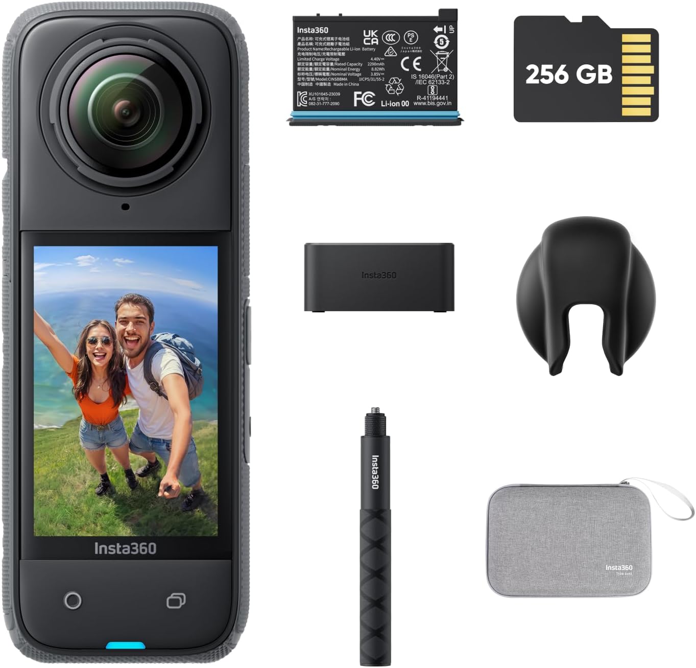 Insta360 X4 Endurance Bundle - 8K Waterproof 360 Action Camera, 4K Wide-Angle Video, Invisible Selfie Stick, Removable Lens Guards, 135 Min Battery Life, AI Editing, Stabilization, for Sports, Travel
