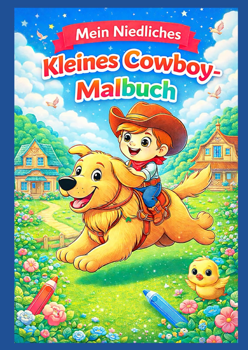 Mein Niedliches Kleines Cowboy-Malbuch: 50 süße und lustige Ausmalbilder | Großformat | Einseitig bedruckt zum Schutz und Einrahmen der Bilder