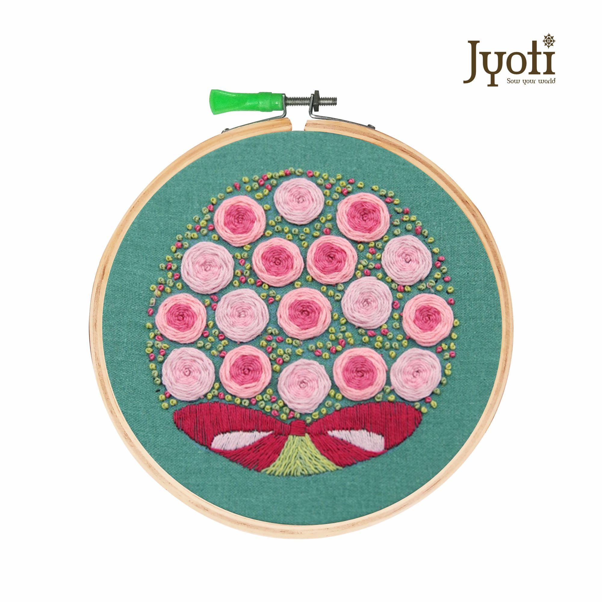 Jyoti Embroidery Hoop, Wooden Round Adjustable, (3 Ply of 6 Inches with Steel Fitting), Easily Loosen/Tighten, Cross Stitch Hoop Ring for Sewing, Needlework, Craft Projects & Ornaments - Pack of 3 1