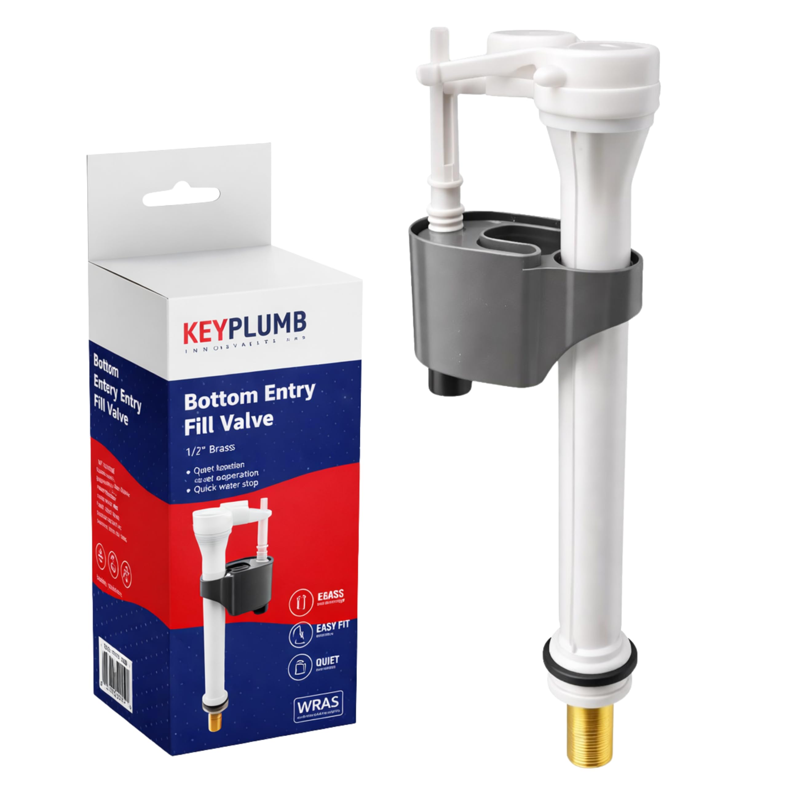 Excel Home White 1/2" Toilet Fill Valve Wras Approved Bottom Entry Cistern Inlet Valve Adjustable Float Brass Thread Fast Fill 3.5L/Min Universal Fit Easy Install 5 Year Guarantee