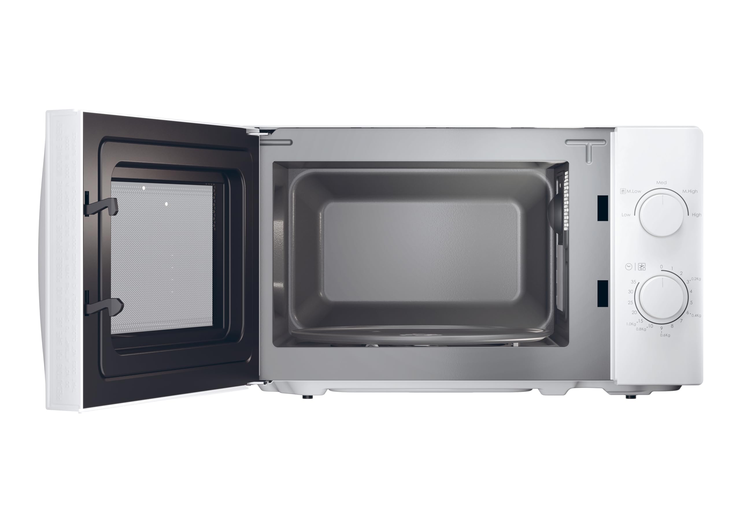 Candy Idea CMW20SMW Microondas, 20L, 700W-1050W,5 Niveles de Potencia, Panel de Control Mecánico, Alerta Acústica Finalización, Plato 25,5CM, Descongelación, Apertura Izquierda, Blanco