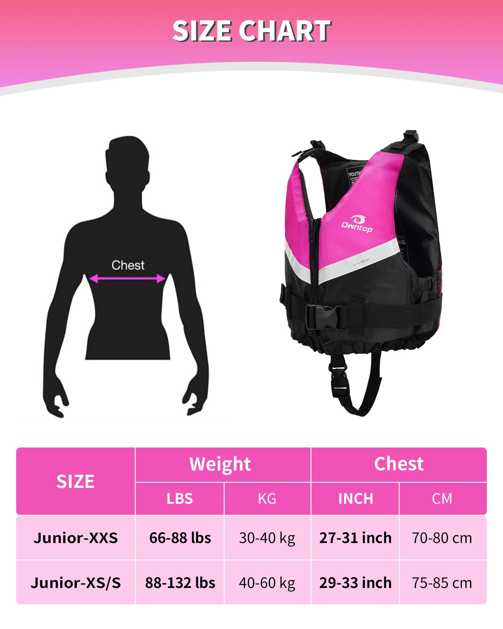 Owntop Chaleco de Natación para Jóvenes y Niños, Chaleco de Flotabilidad Ligero Unisex, Ayuda a la Flotabilidad Ajustable con Correa Inguinal Cómoda para Kayak, Pesca, Natación
