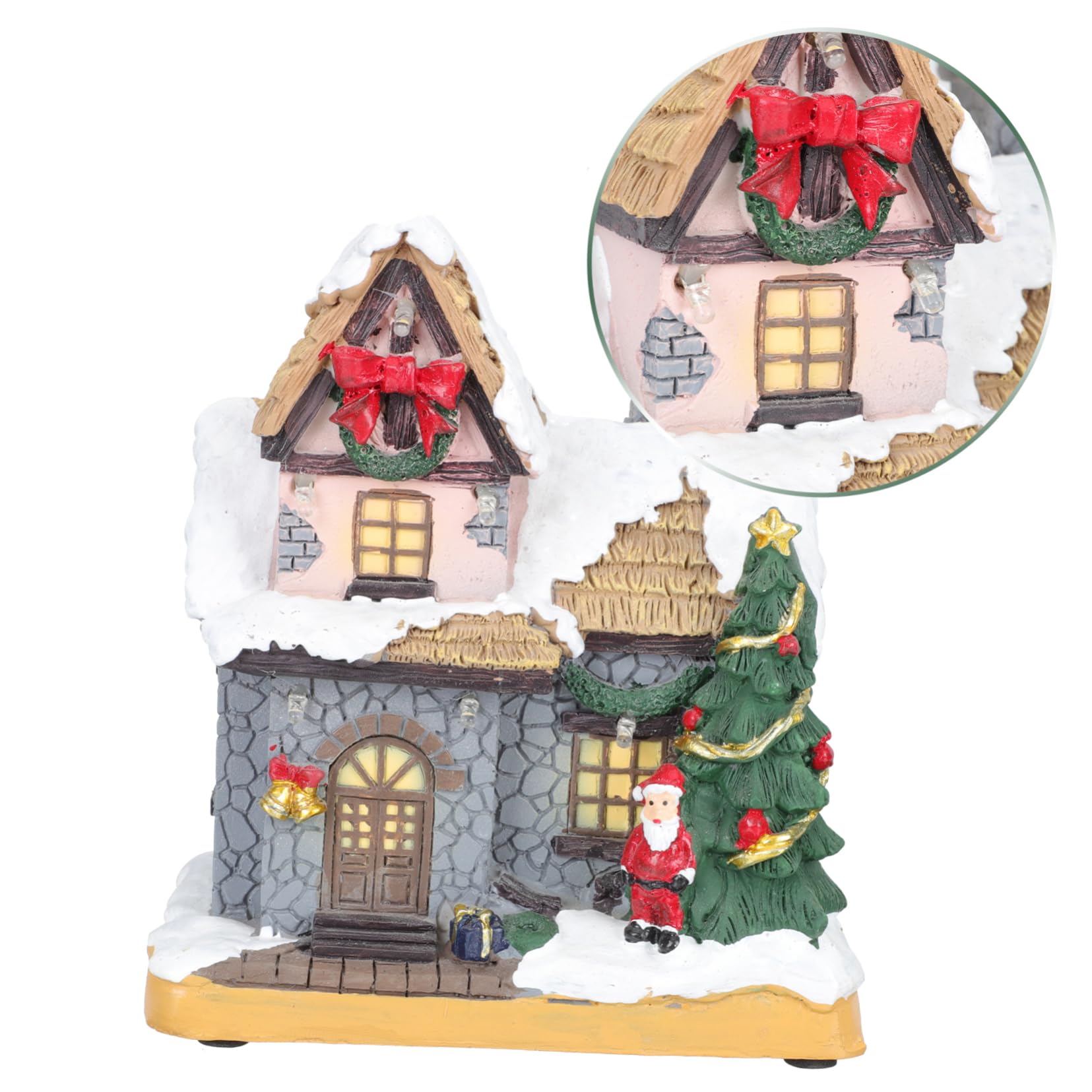 COLLBATH Decoración de Casa Iluminada Casa de Resina Navideña Adorno para Decoración para Micro Suministros Navideños para Escenario de Navidad