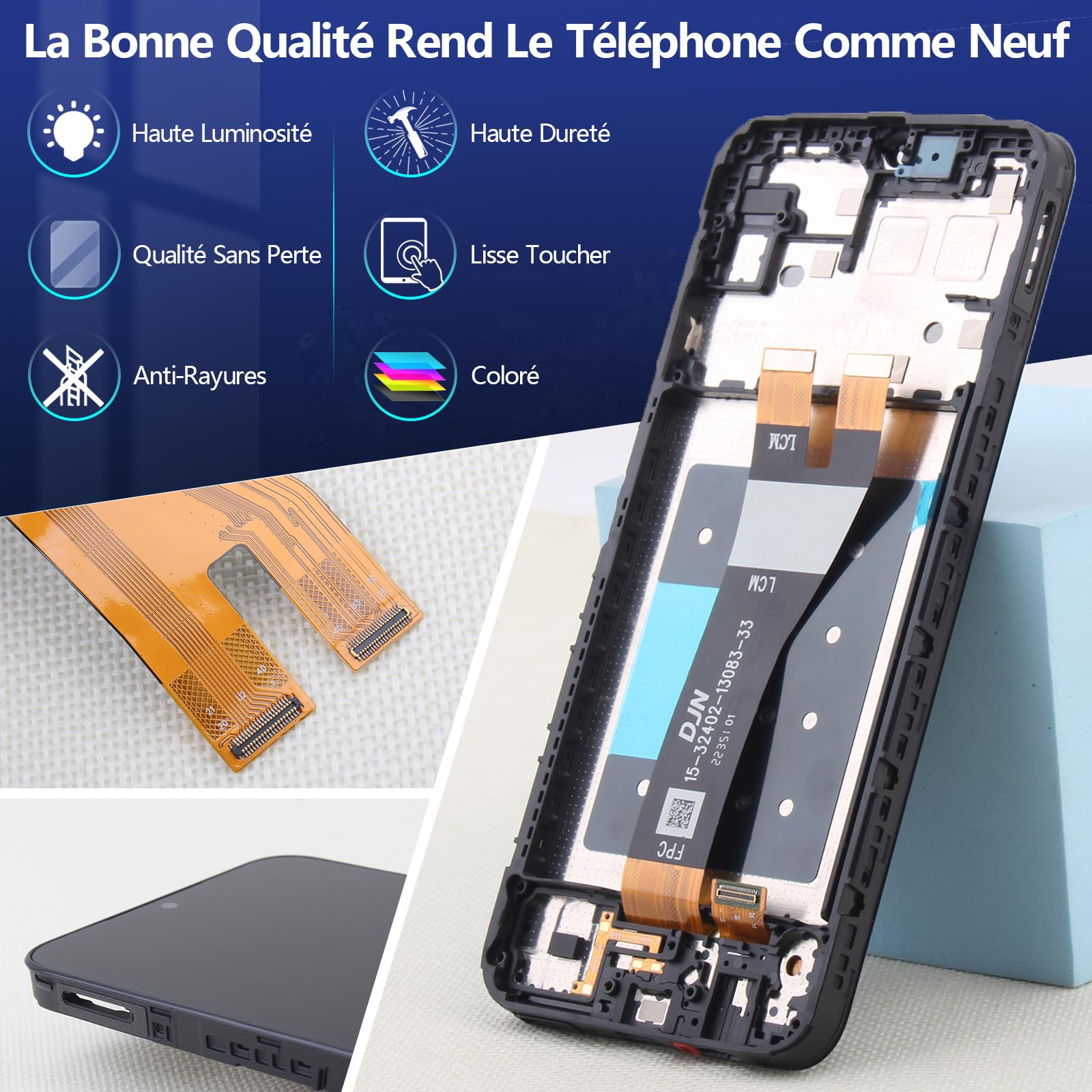 RongZy Écran de Rechange pour Samsung Galaxy A14 5G Écran LCD + Vitre Numériseur Tactile Capteur Assemblé Remplacement pour Samsung Galaxy A14 5G A146P (Noir avec Cadre)