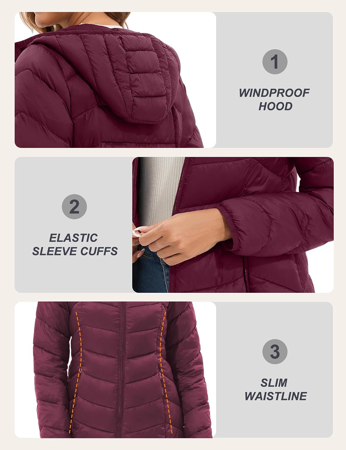 ANOTHER CHOICE Women Puffer Jacket with Hood Packable Warm Lightweight Puffy Coat