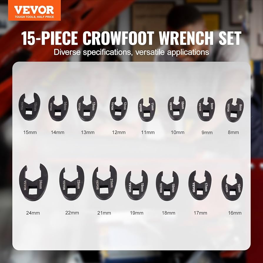SAVANDER FLATFOOD 152 × JOINT GRD M Buy from us VEVOR Crowfoot Wrench Set 15-Piece Crows Foot