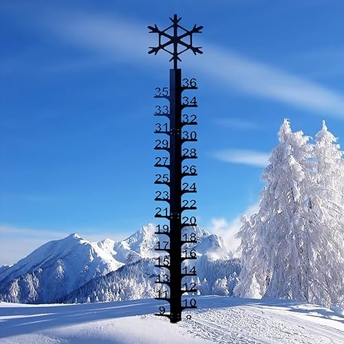 Medidor de nieve de hierro de 36 pulgadas, medidor de nieve de copo de nieve de Navidad, hecho a mano, estacas de jardín para patio, medidor de