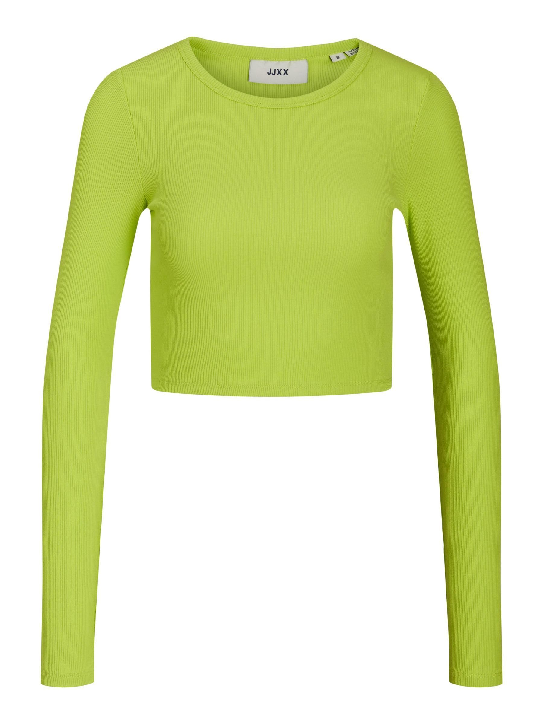 JJXX Women's Jxfeline Ls Rib Tee Noos Longsleeve T-Shirt, Lime Punch, XS