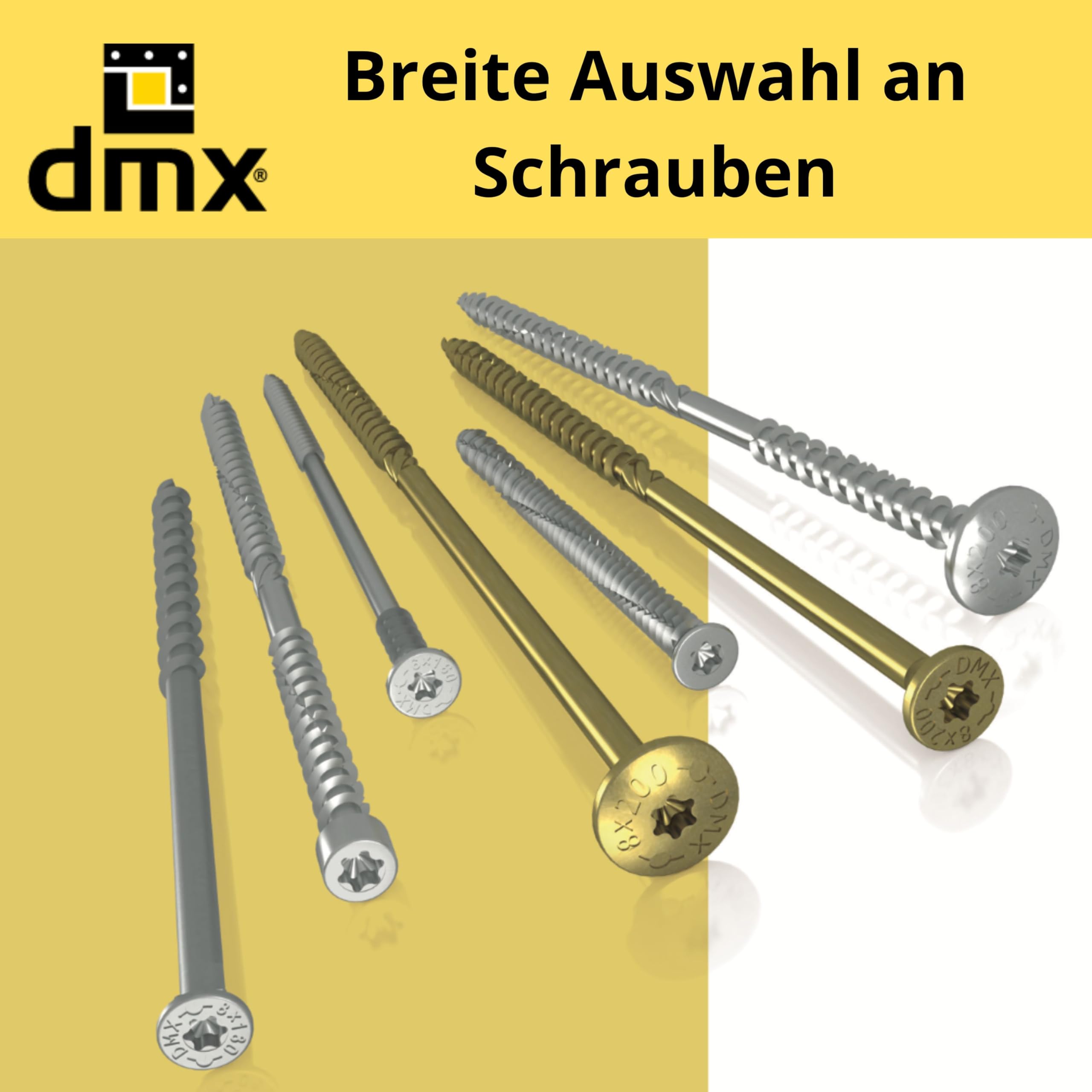 DMX - Betonschrauben Sechskant- Betonschraube Fassadenschraube Spezialschrauben Gasbetonschrauben, gehärteter Kohlenstoffstahl mit Korrosionsschutz 12,5mm - 20 Stk - PBW - 12,5x200