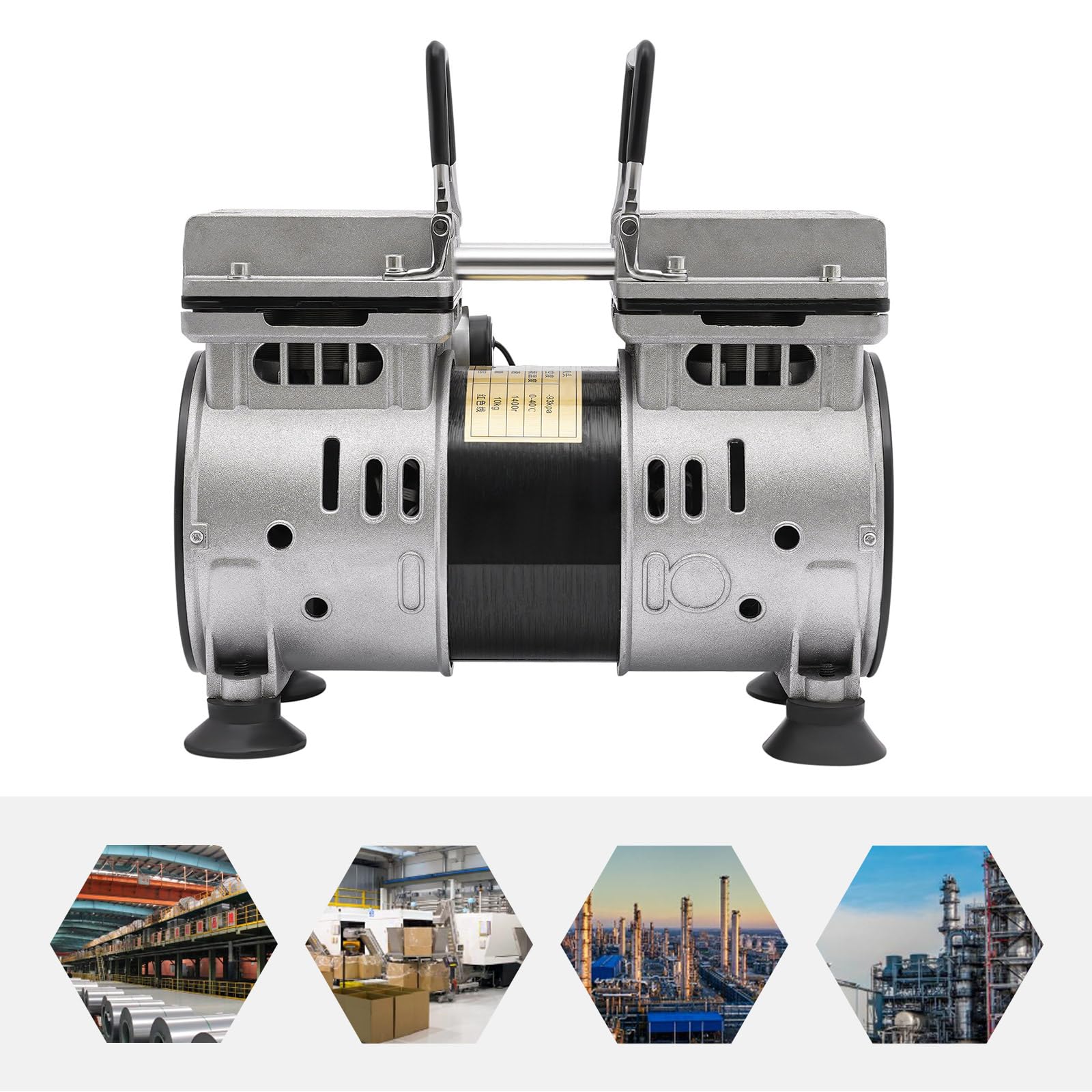 Ölfreie Vakuumpumpe 120L/Min 550W Tragbare ölfreie Labor-Vakuumpumpe 1400 RPM Geräuscharme medizinische Stummpumpe für Labor Elektronik Aquarium