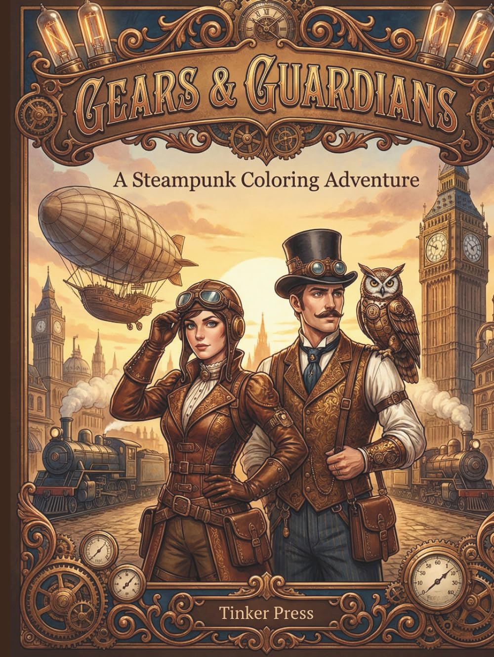 Gears & Guardians: A Steampunk Coloring Adventure
