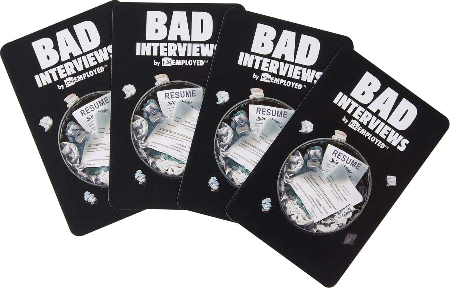 Mattel Games Bad Interviews by Funemployed Party Game, Game Night for 3 or More Players, Hilarious Quick-Thinking Interview Card Game