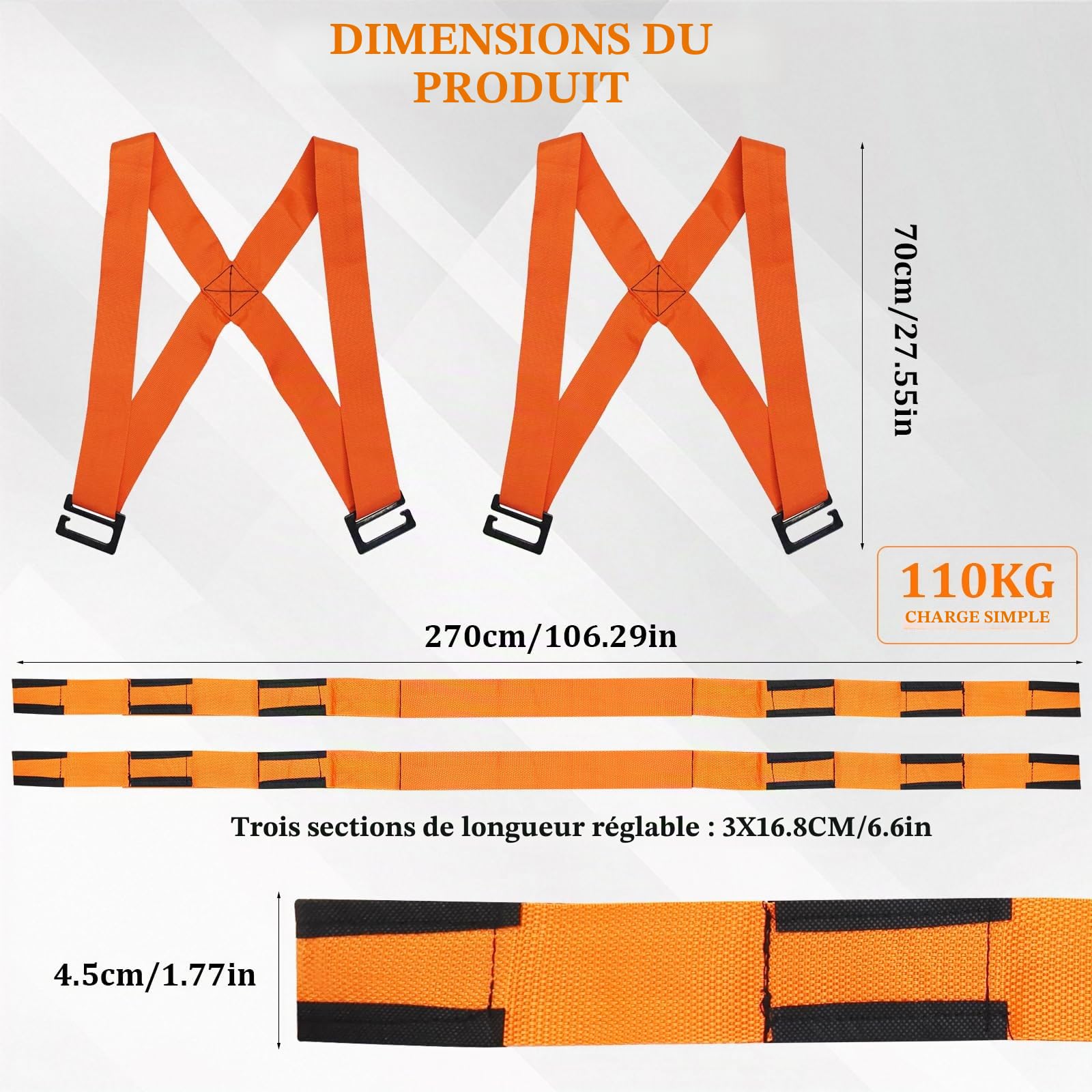 Sangle Demenagement, 2 Personnes Sangle de Levage, Sangles de Transport Déménagement pour Appareils, Meubles, Déménageur de Machines(2 Pièces)