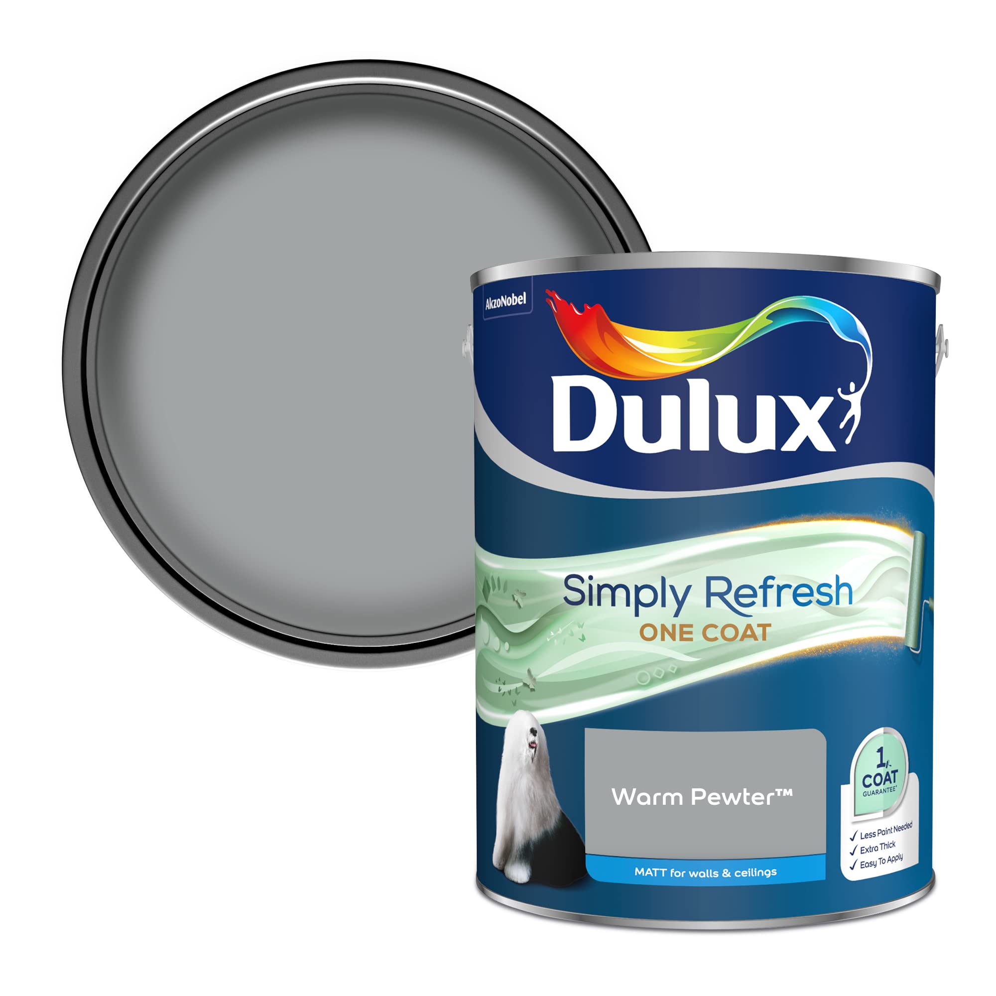 Dulux Warm Pewter Simply Refresh One Coat Matt Emulsion Paint - 5L