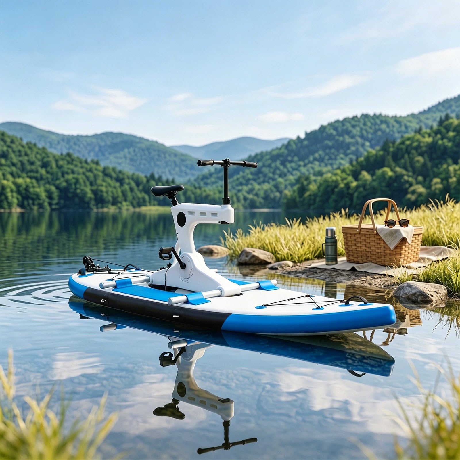 SICWEDIM Water Bikes For Lake Inflatable Water Bike | Pro Pedal Water Bike With 485lb Max Load Capacity Quick Setup | Water Bicycle For Family Outings Beach Trips Outdoor Water Sports (Blue)