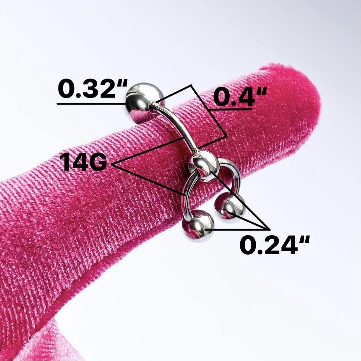 Vch Jewelry Hood Piercing Jewelry - Vch Piercing Jewelry For Women - Piercing Barbell Steel Piercing - 14 Gauge Curved Barbell (Horseshoe & 14g Curved Barbell Combo) - Image 3