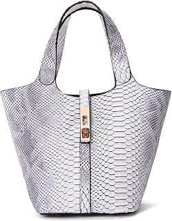 Tote Bag for Women Top Handle Handbag Satchel Bag for Women Vegan Leather Lock Design Bucket Purse for Work Evening