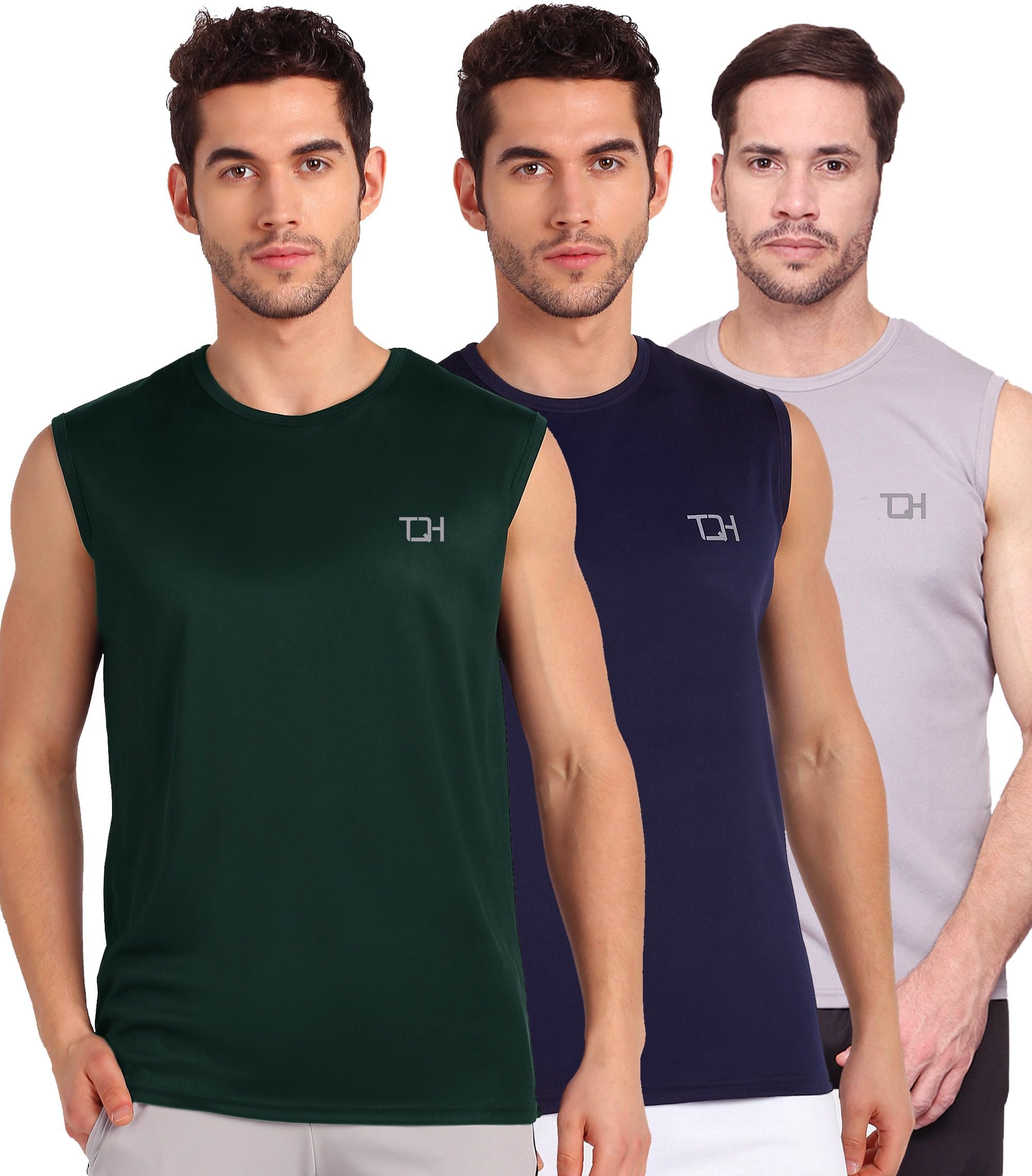 TQH Solid Men Round Neck Sleeveless T-Shirt - Pack of 3-picture-27
