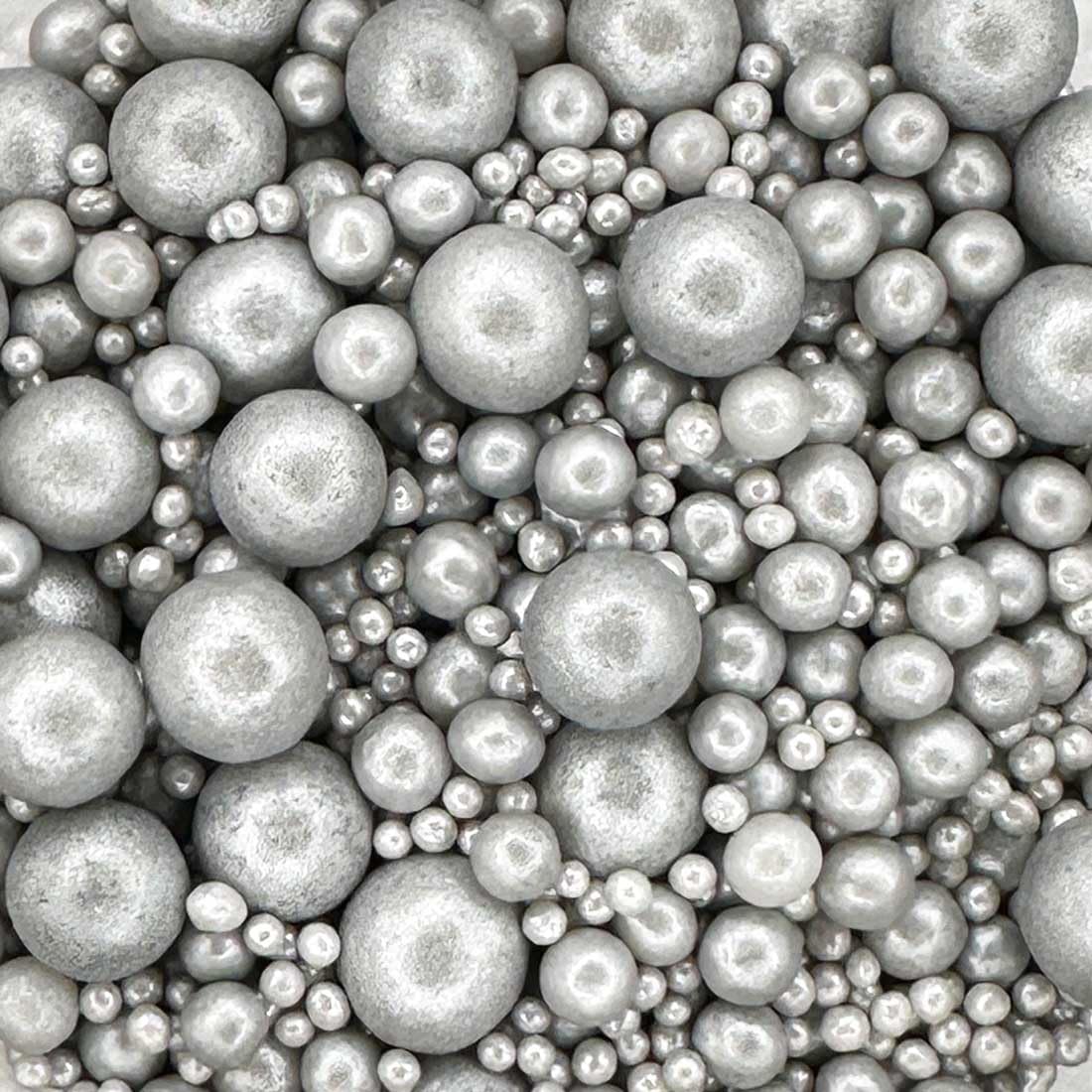 Twist IngredientsPearls Mix - Glimmer Silver Cake Topper Sprinkles - 1kg Edible Shimmer Ball Cupcake Decorations - Perfect for Weddings, Christenings & Parties