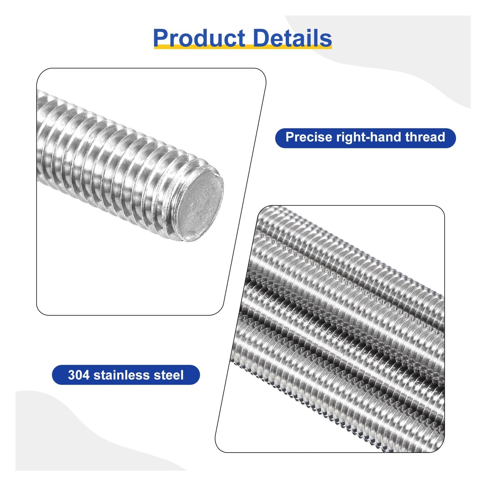 VáStago Roscado 5/10/15 Uds tornillos de varilla roscada roscas derechas acero inoxidable(10pcs M8 x 150mm)