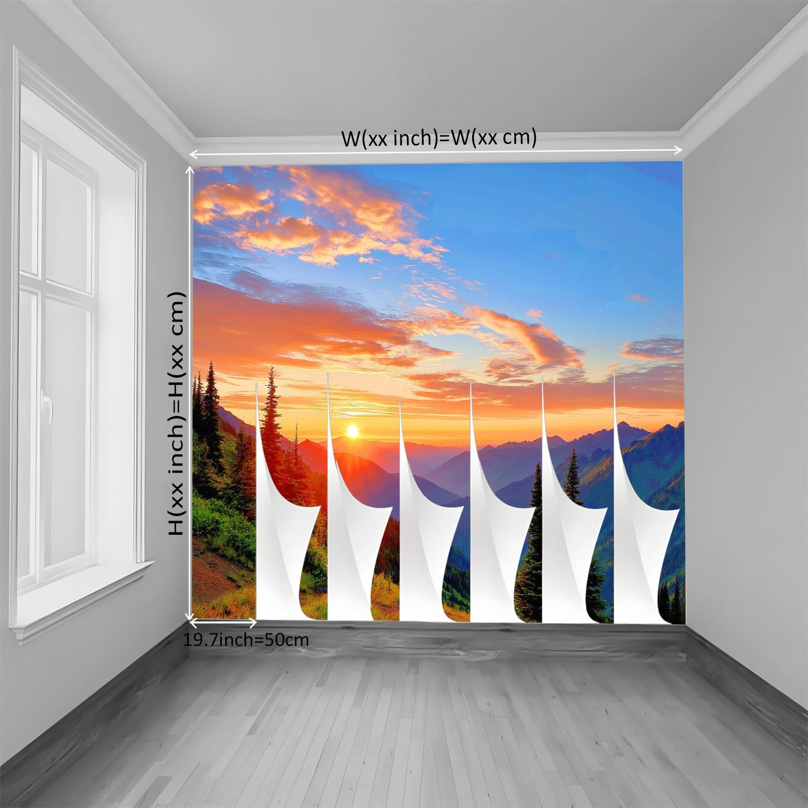 Malowidła ścienne, 300 x 210 cm, niebieskie anime, błękitne niebo, zachód słońca, góry, włóknina, fototapeta, do salonu, sypialni, kuchni, biura, dla dzieci
