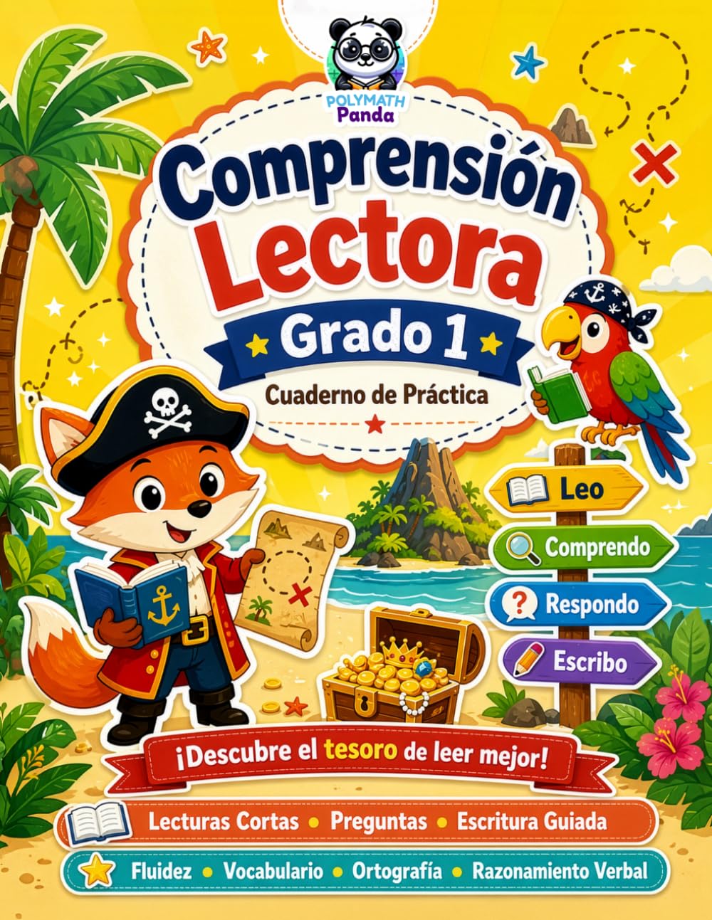 Comprensión Lectora Grado 1: Cuaderno de Práctica para Niños de Primaria | Lecturas Cortas con Preguntas, Escritura Guiada y Actividades para Mejorar ... para Casa y Aula Refuerzo Escolar Diario