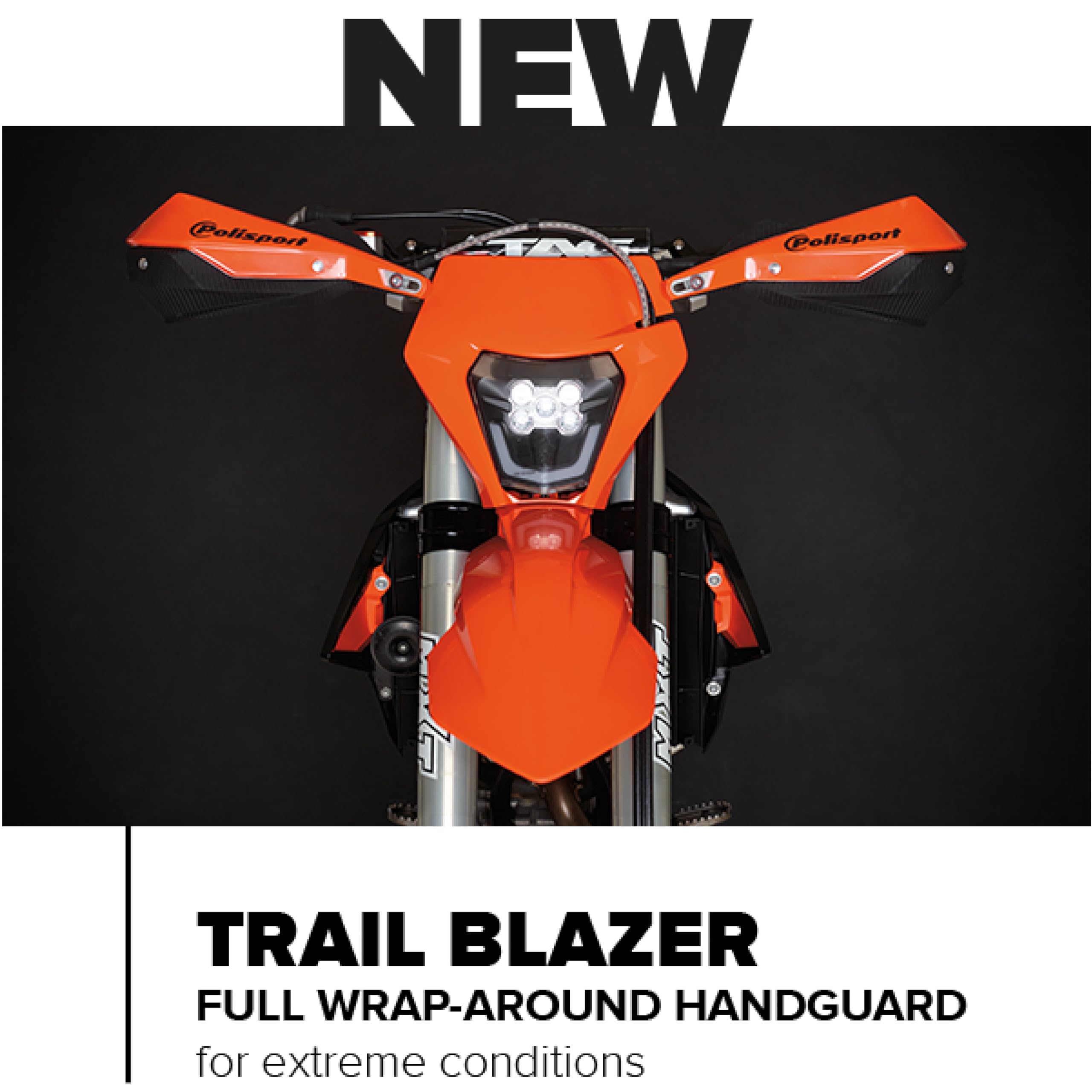 POLISPORT 8308800002 - Paramanos TRAIL BLAZER 2 puntos de fijación MX-Style fabricado en plástico con kit de montaje incluido compatible con todos los modelos de motocross/enduro en color negro