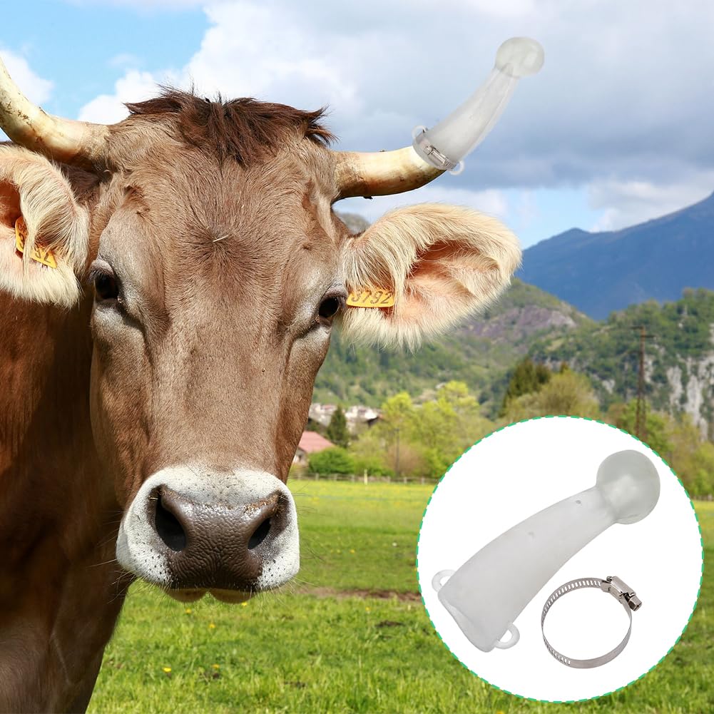 Protecteurs de corne de vache, 1 paire de protections de corne de veau en silicone à coins ronds avec cerceaux de protection élastiques et flexibles résistant à la chaleur pour bovins anti combat