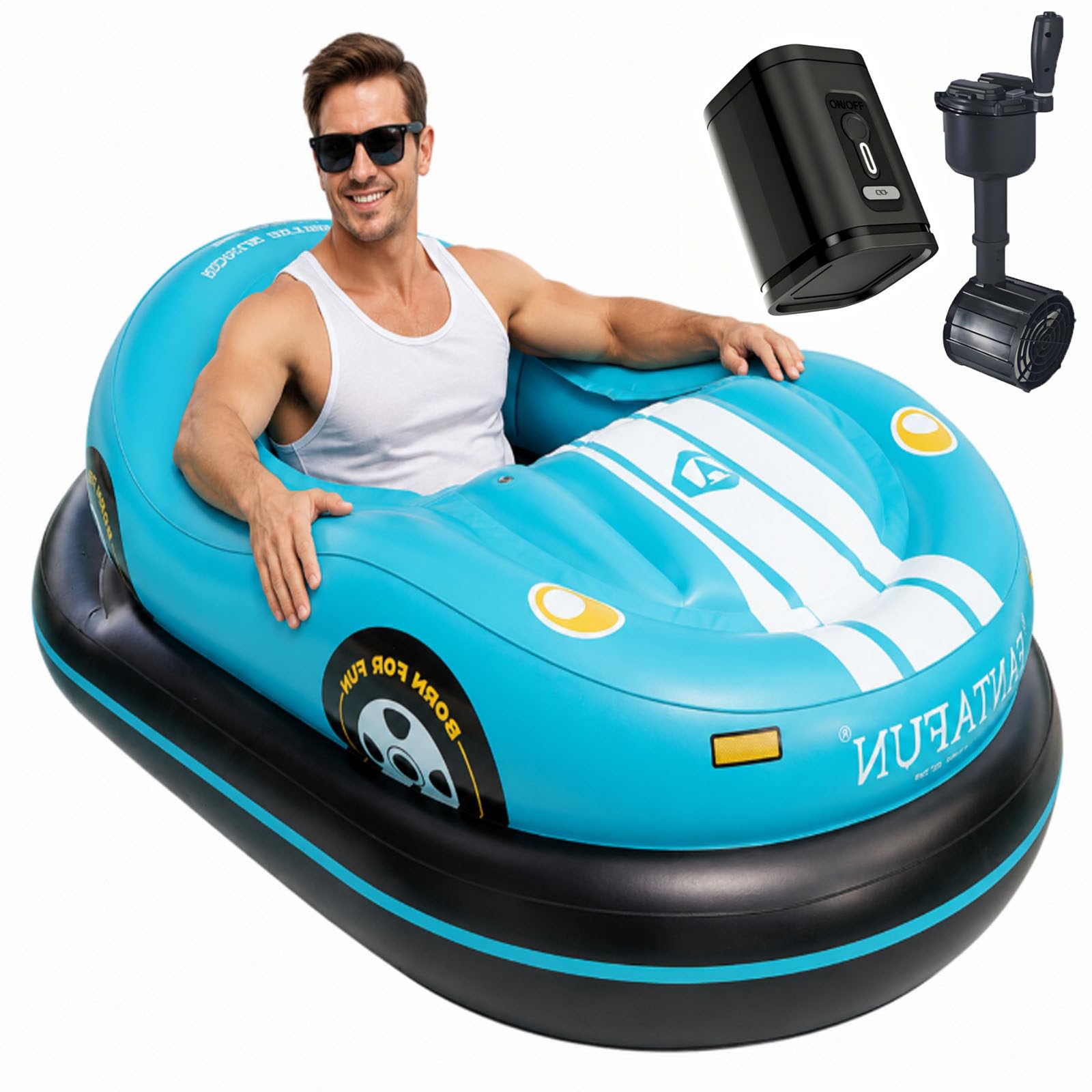 ErShangMao 2026 Motorized Pool Float, Motorized Bumper Boat For Pool Parties And Calm Lakes, Inflatable Electric Bumper Car Float With 50w Thruster, 360° Responsive Joystick, 265 Lb Support